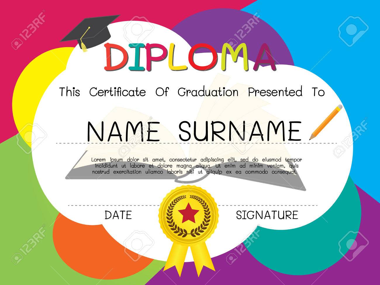 school and kid diploma certificate design template royalty free kid certificate