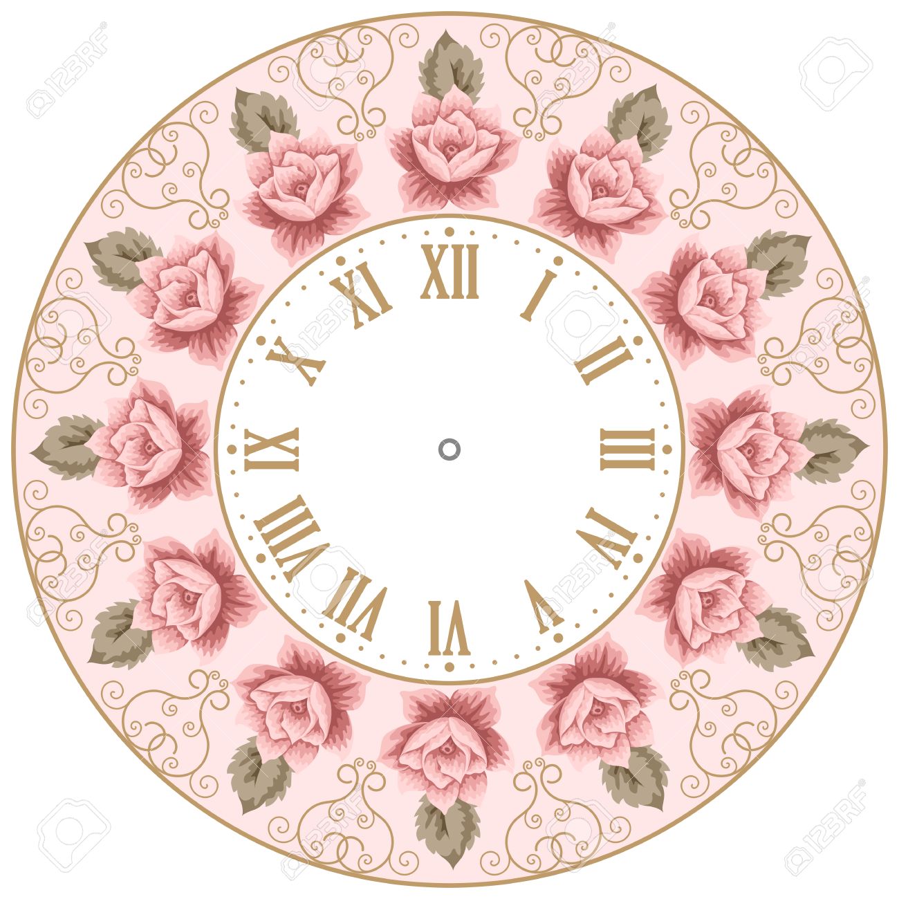 Vintage Clock Face With Hand Drawn Colorful Roses And Curly Design Royalty Free Cliparts Vectors And Stock Illustration Image 47523999 Clock watch antique vintage clothing, clock transparent background png clipart. 123rf