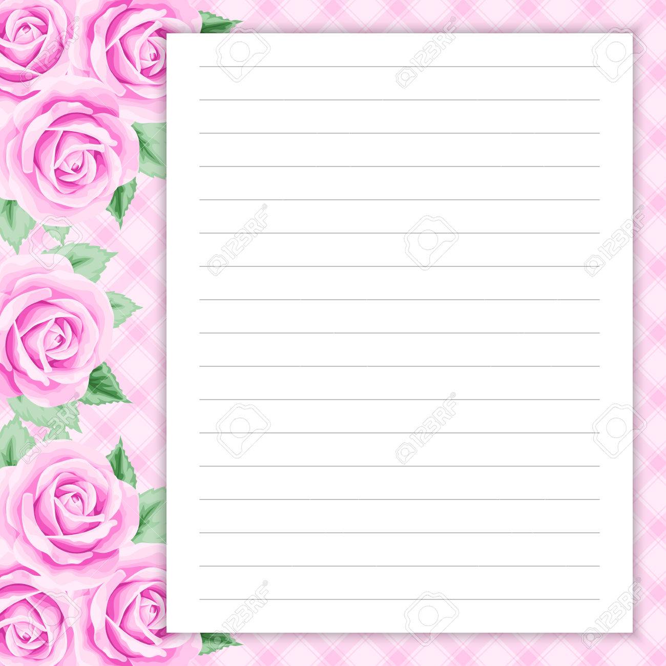 lined page for notes design in retro style floral background