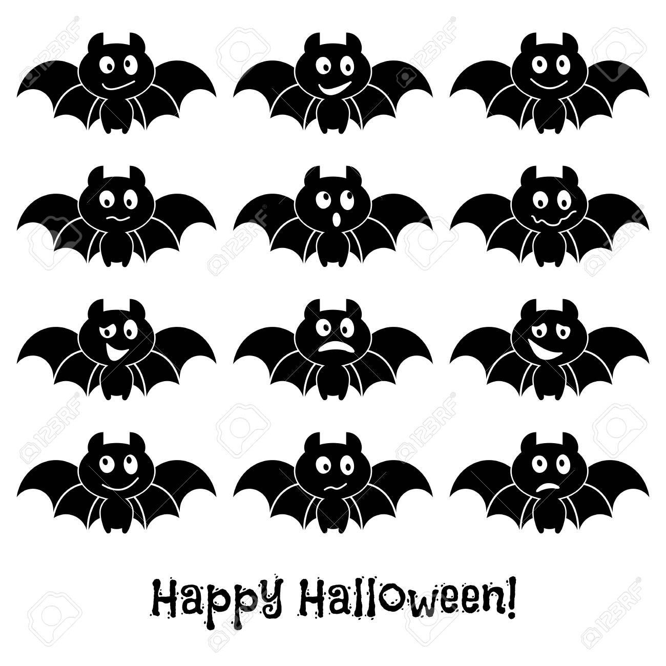 Set Of Cute Halloween Bats Vector Illustration Royalty Free Cliparts Vectors And Stock Illustration Image