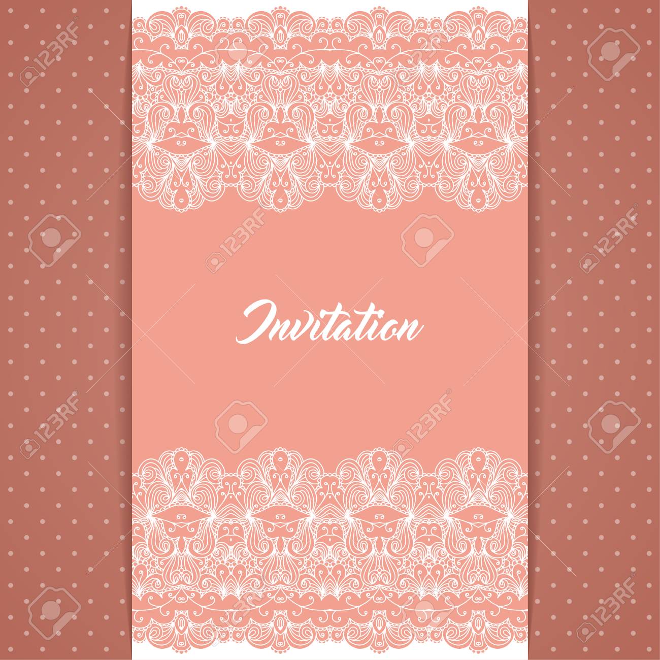 greeting card or invitation template in retro style with lace