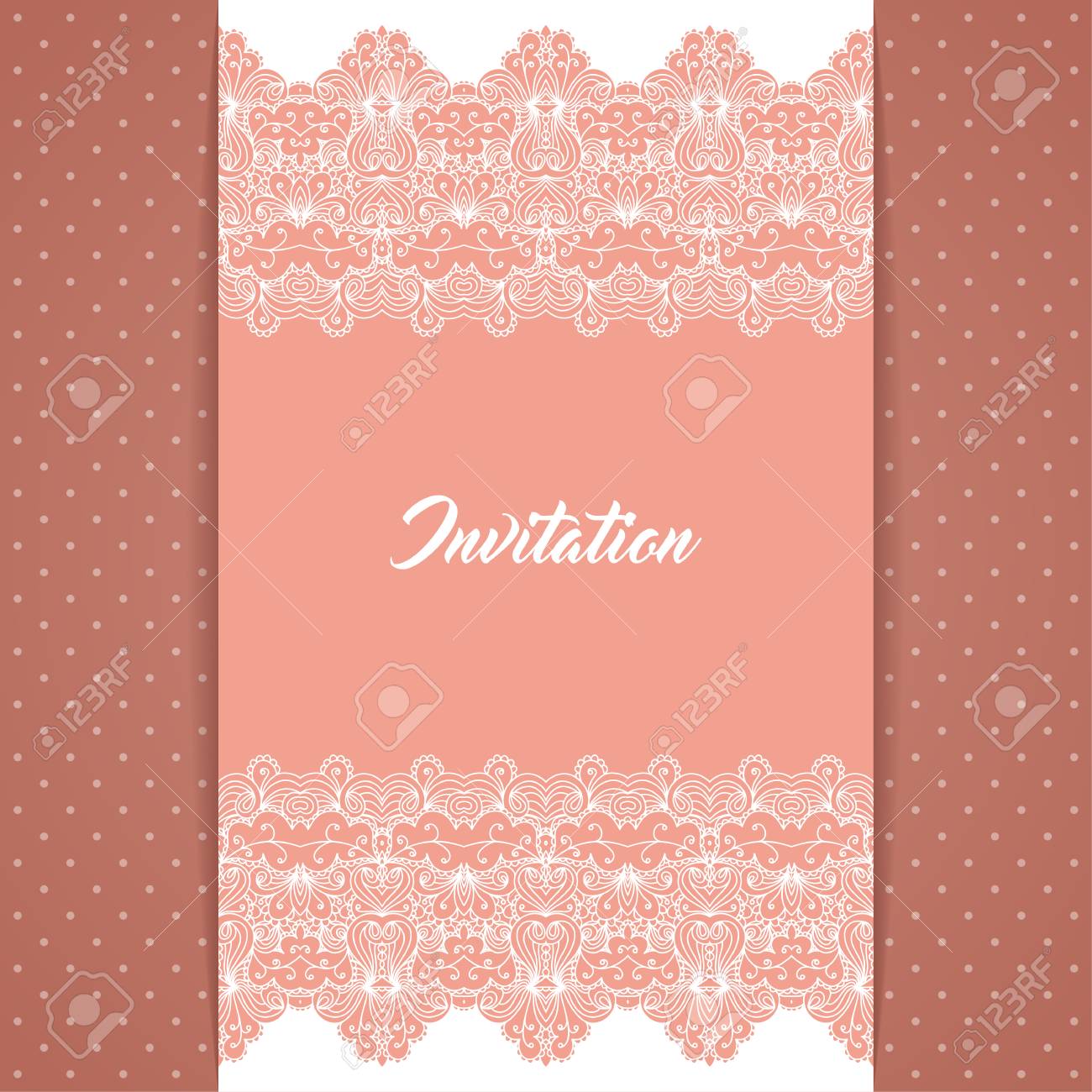greeting card or invitation template in retro style with lace