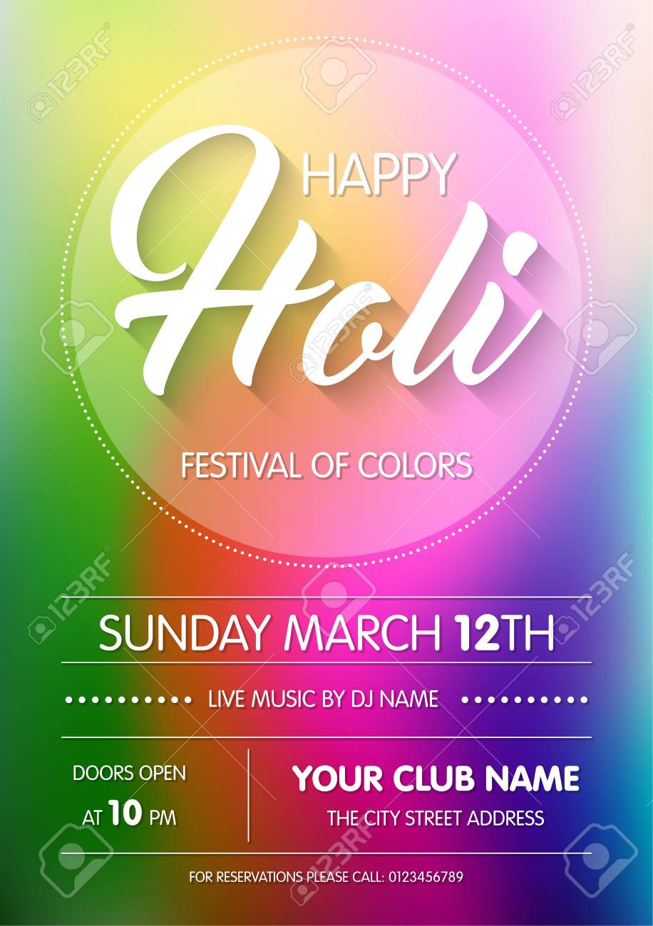 happy holi spring festival of colors poster flyer or invitation