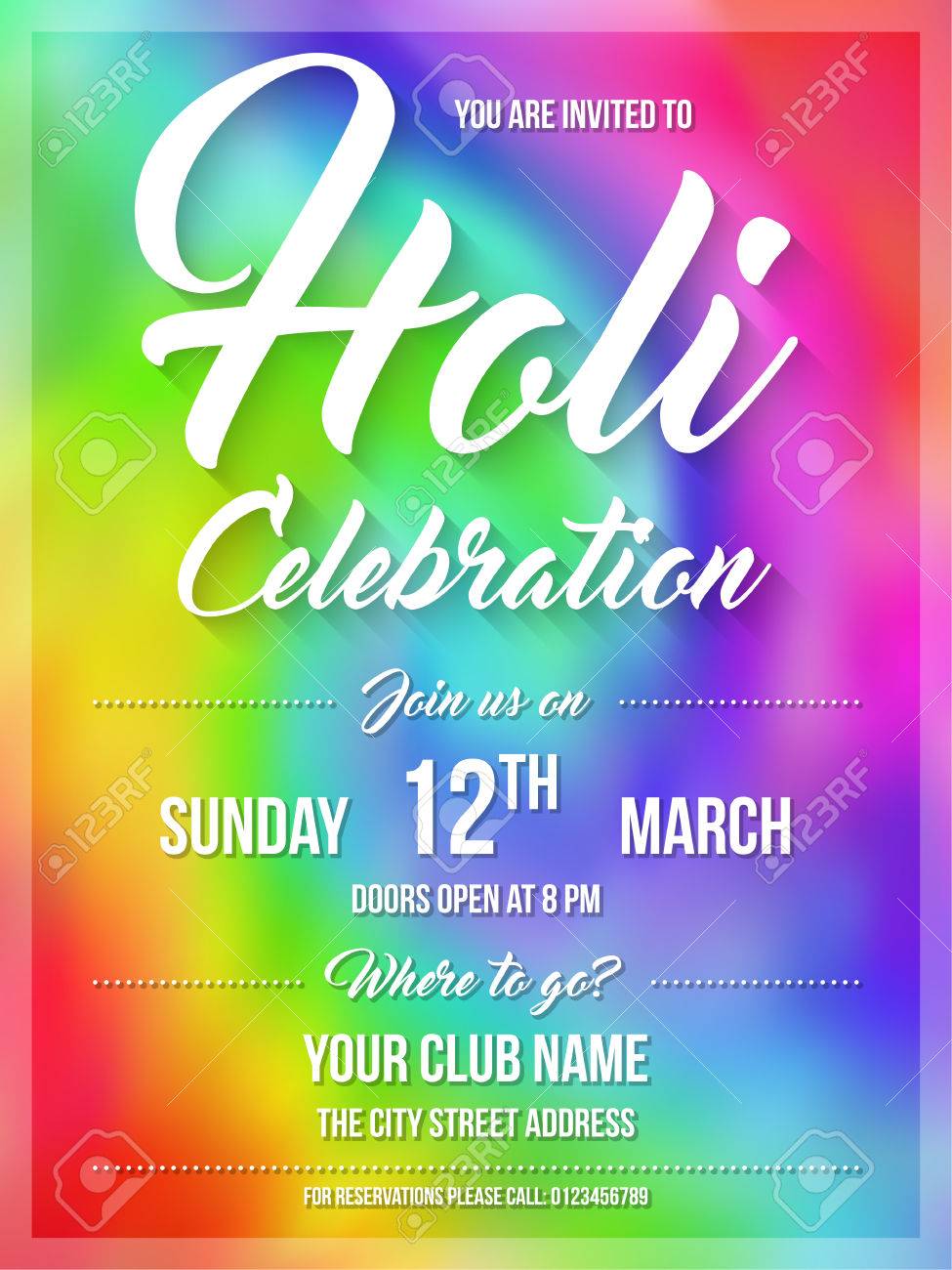 happy holi spring festival of colors poster flyer or invitation