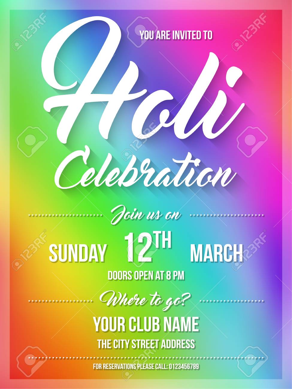 happy holi spring festival of colors poster flyer or invitation
