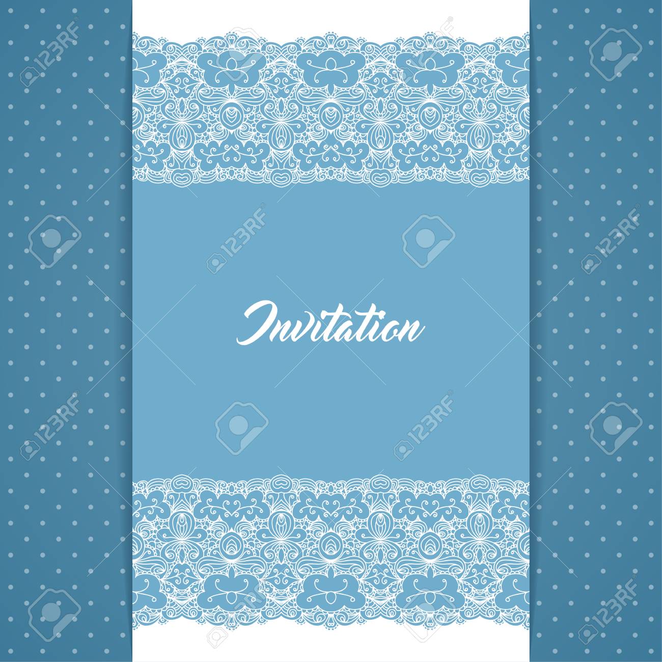greeting card or invitation template in retro style with lace