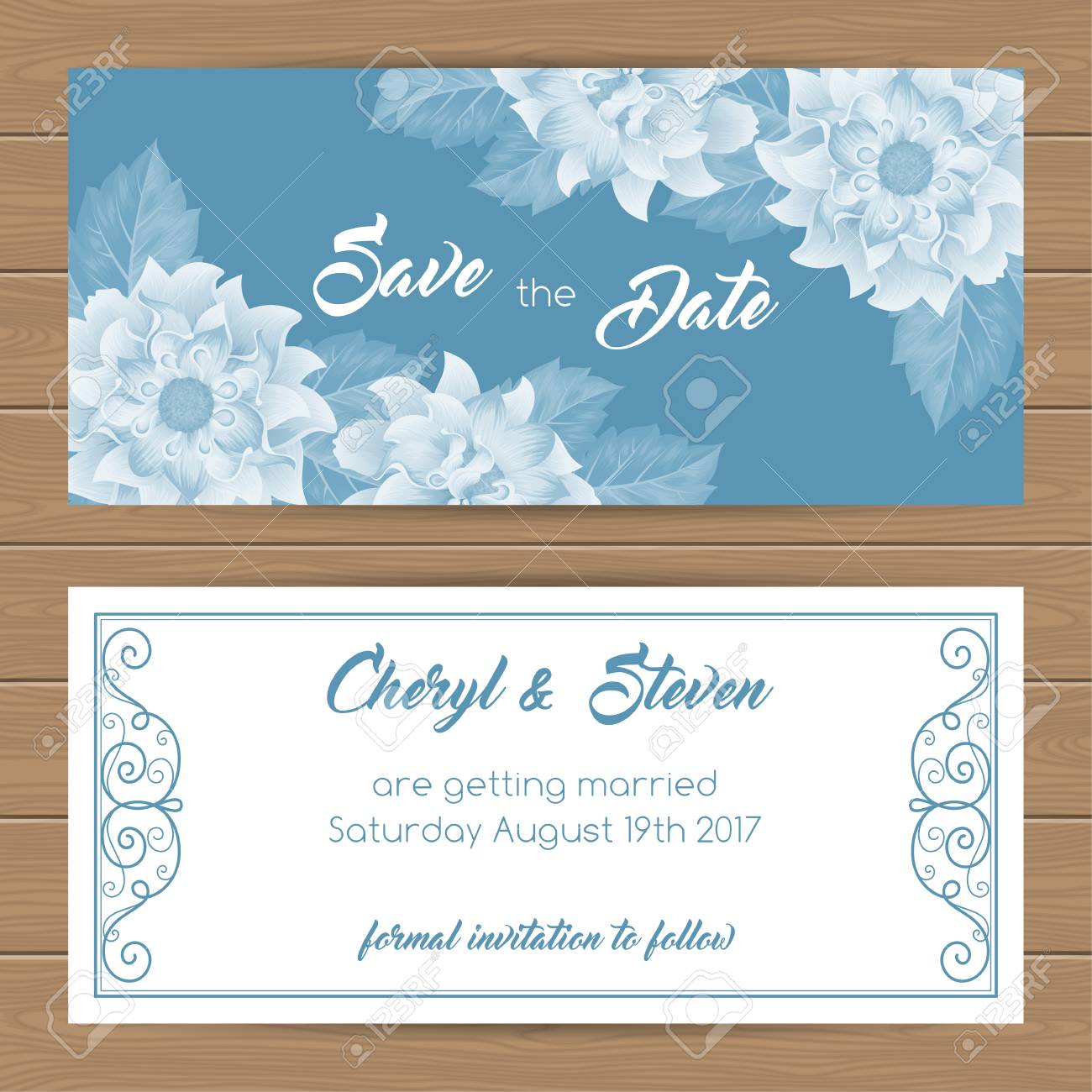 save the date card or wedding invitation template vector