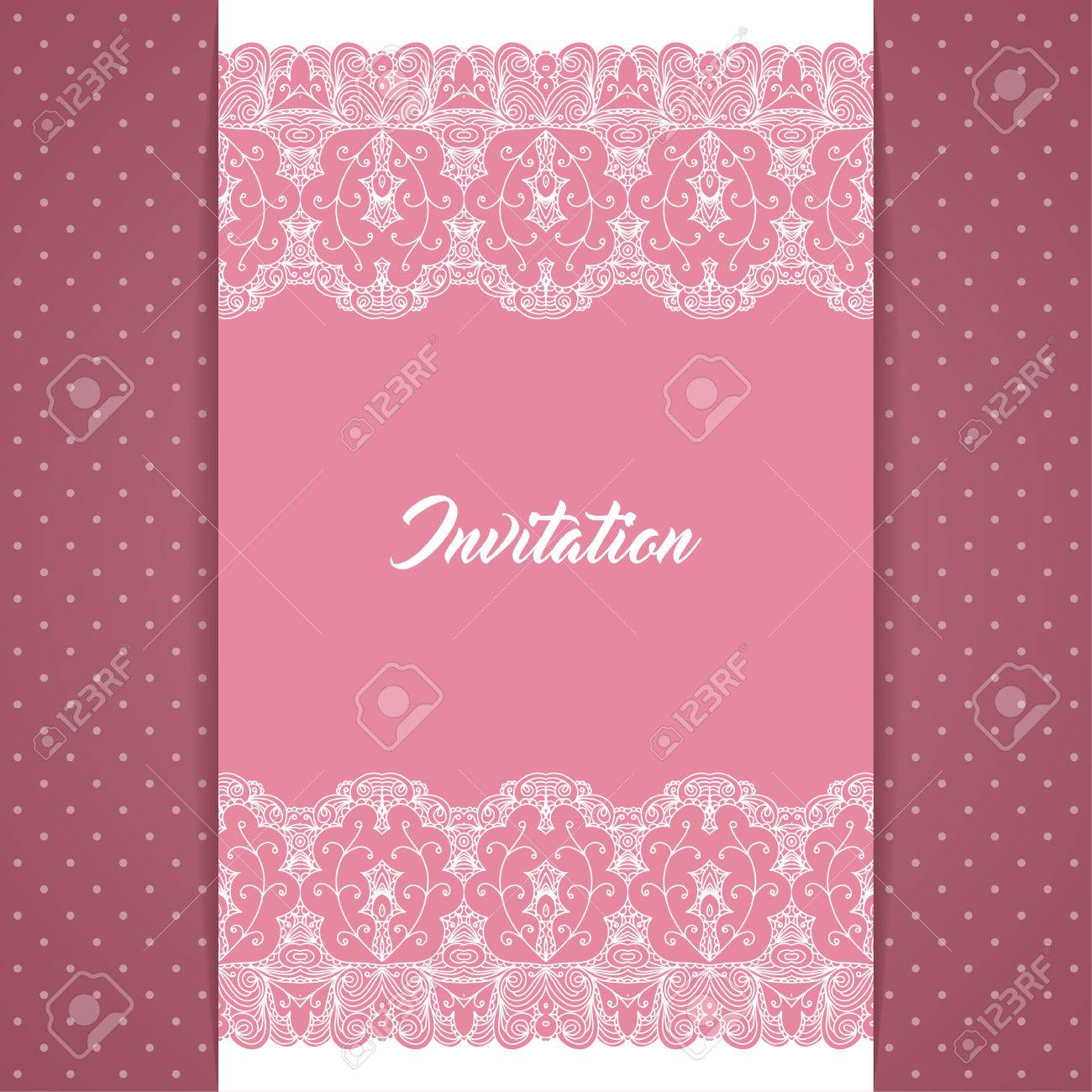 greeting card or invitation template in retro style with lace