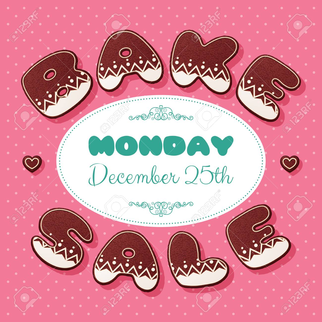 bake sale poster template gingerbread letters vector illustration cake sale poster template