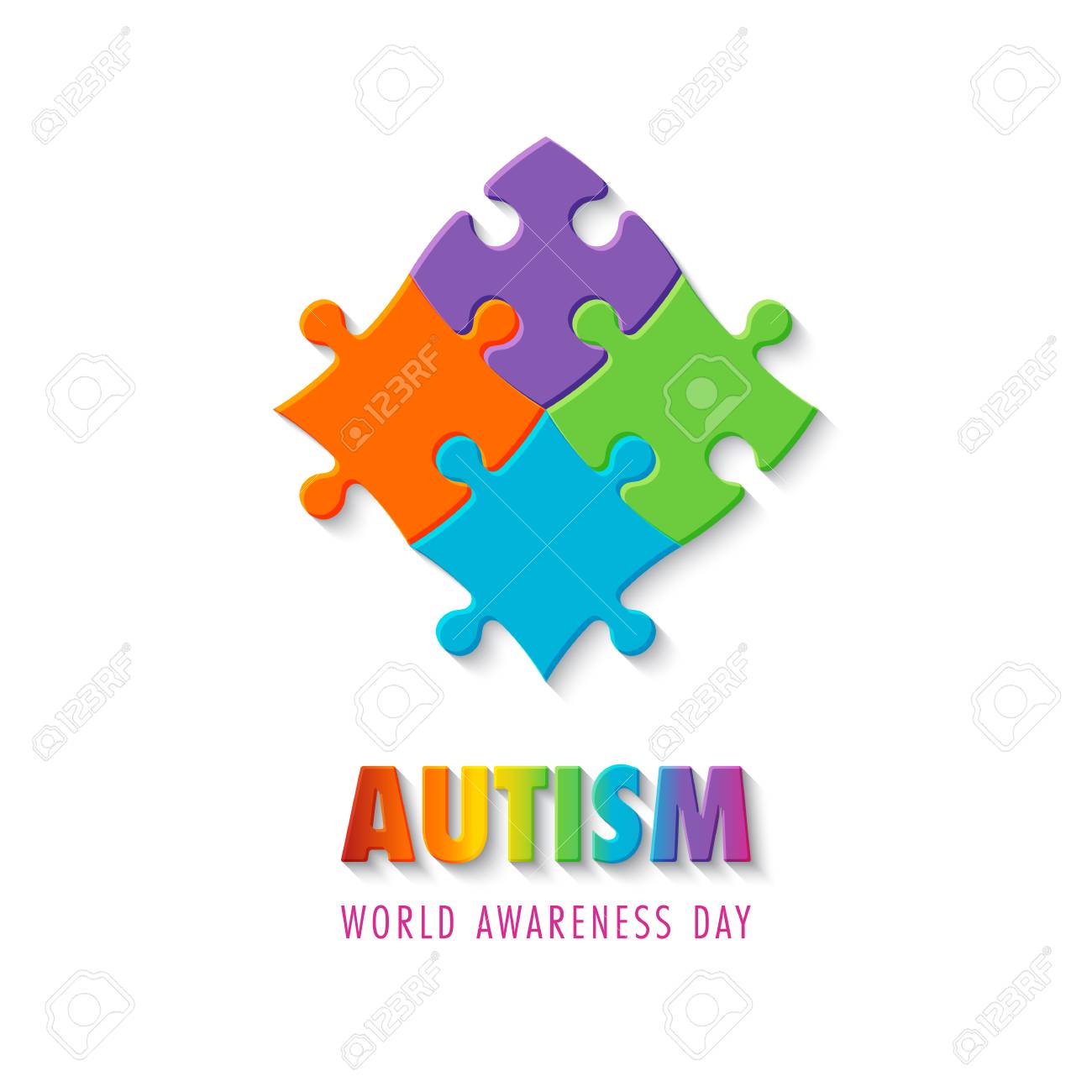 世界自閉症啓発デー カラフルなパズルサイン 自閉症のシンボル ベクトルイラストレーションのイラスト素材 ベクタ Image