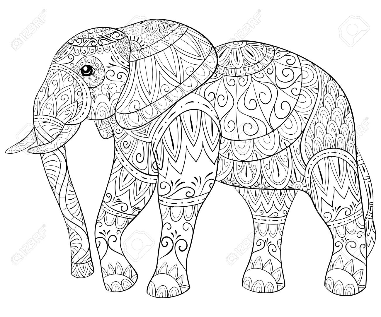 Adult Coloring Book, Page For Relaxing.Zen Art Style Illustration - Adult Coloring Book, Page For Relaxing.Zen Art Style Illustration