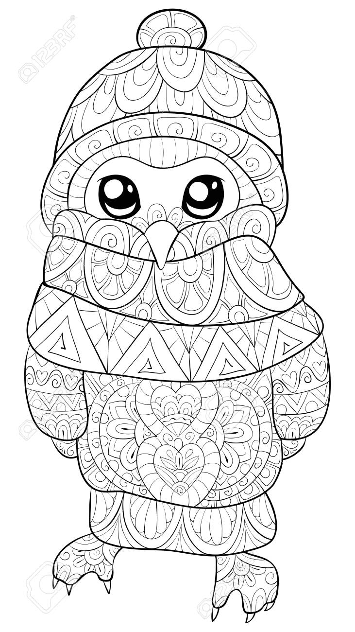 cute christmas owl coloring pages