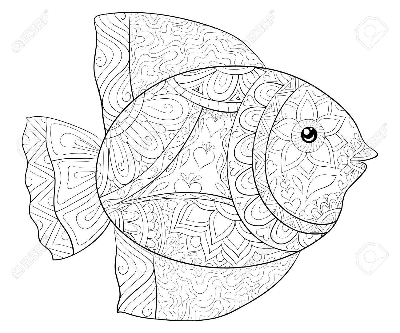 Desenho de peixe bonito para colorir e imprimir