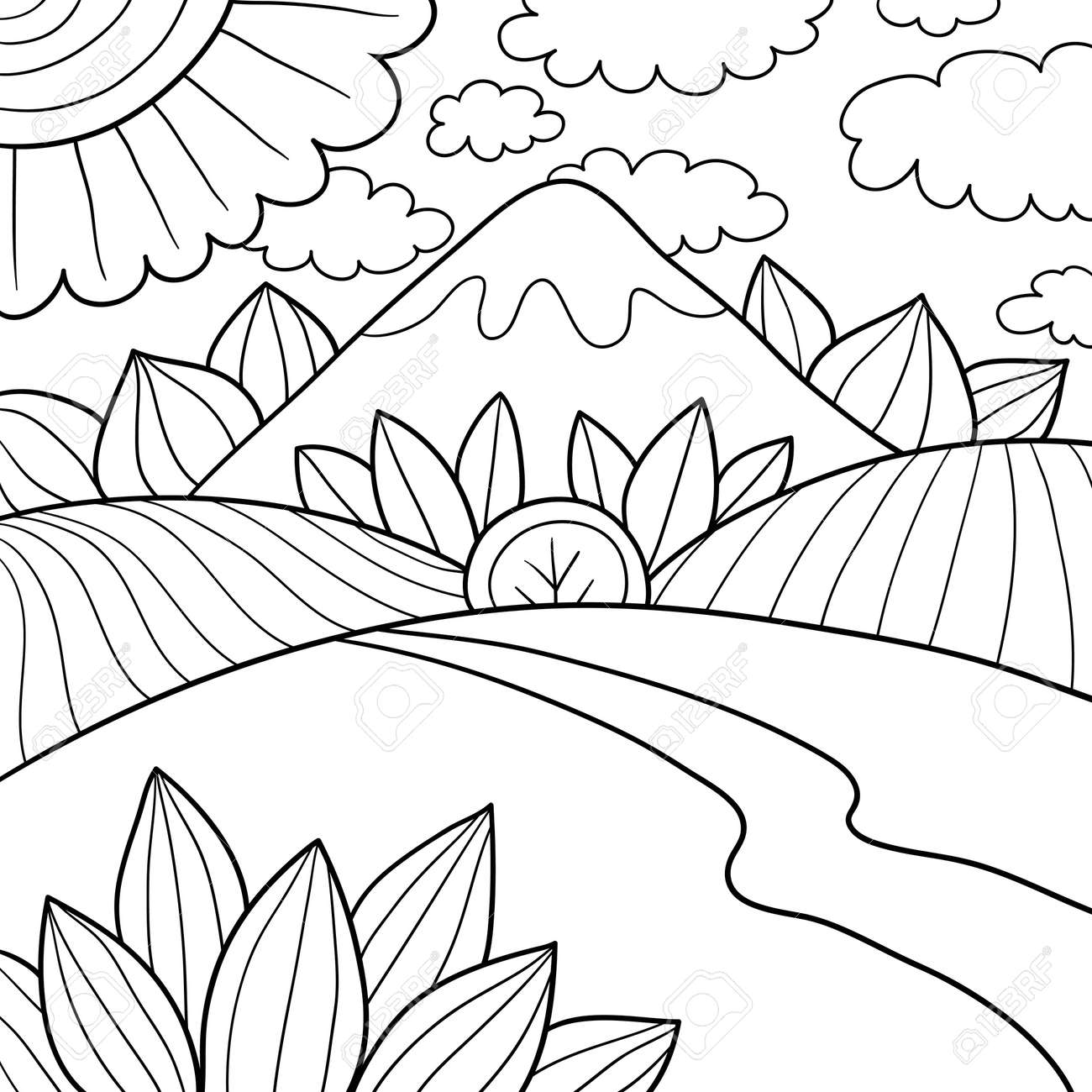 抽象的な線画の風景