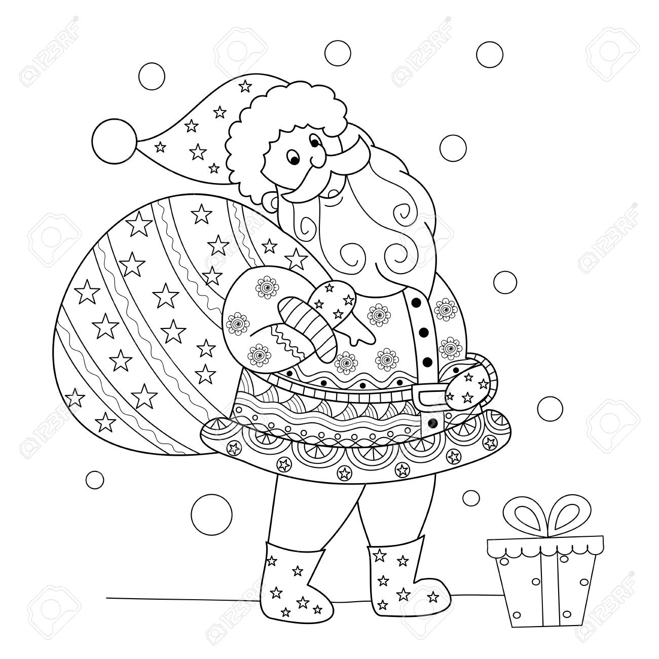 Download Coloring Book Page Of Christmas Santa Claus For Adult Doodle Royalty Free Cliparts Vectors And Stock Illustration Image 100204477