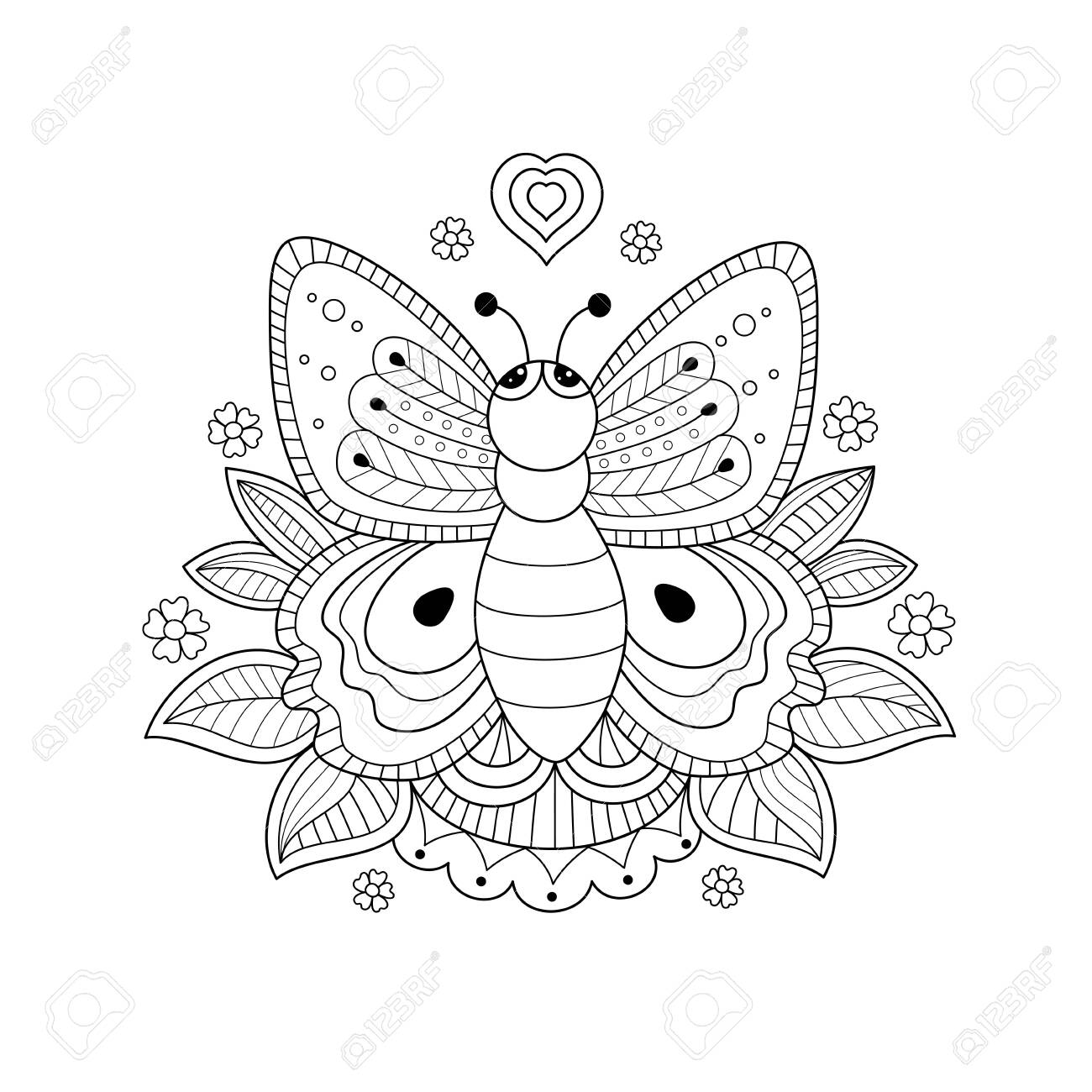 Butterfly coloring book for adult and kids. Handdrawn. Vector illustration. Doodle style. - 126186638 Butterfly coloring book for adult and kids. Handdrawn. Vector illustration. Doodle style. - 126186638