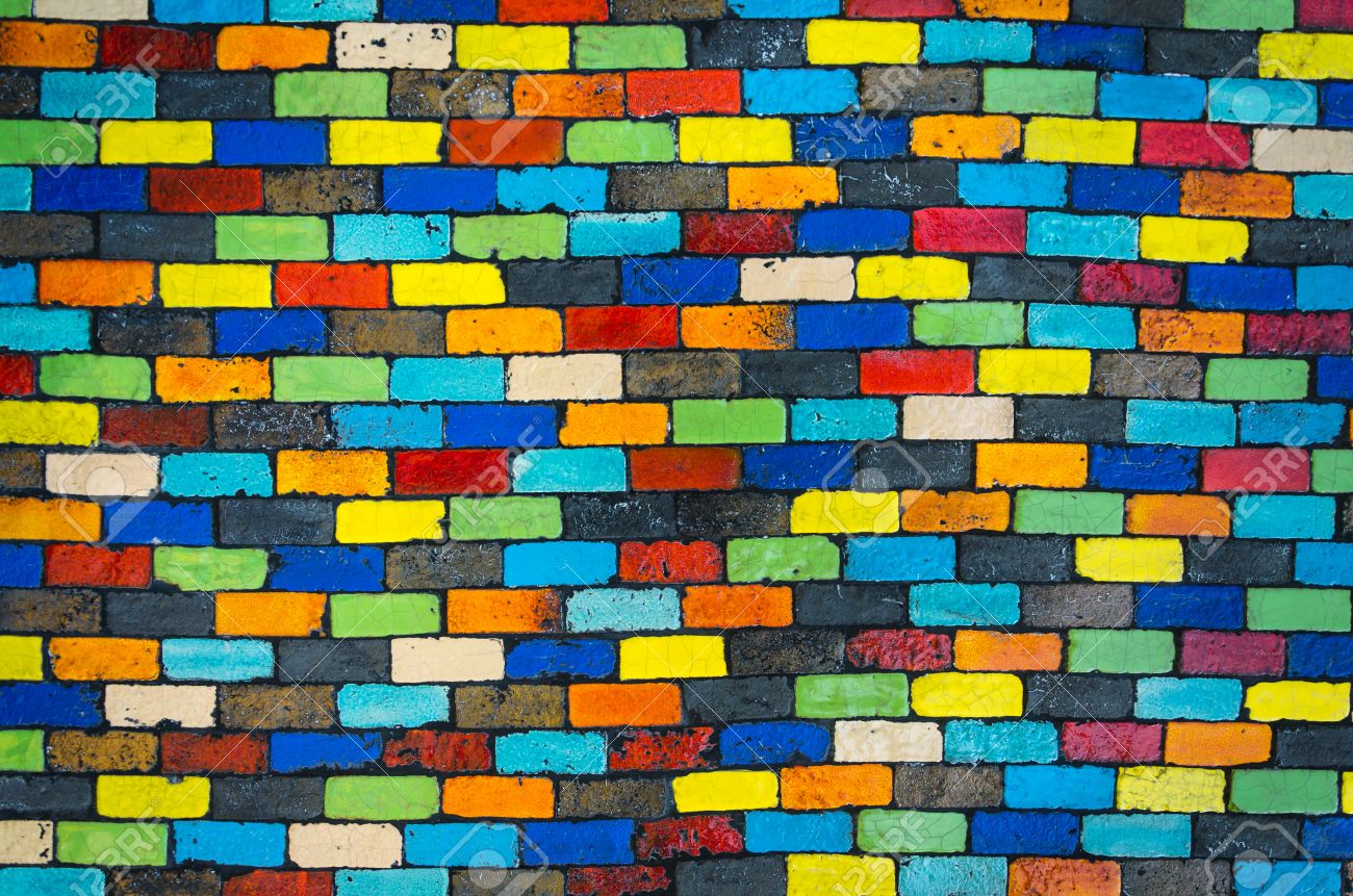 Pared De Ladrillos De Colores Hermosos Colores De La Variedad