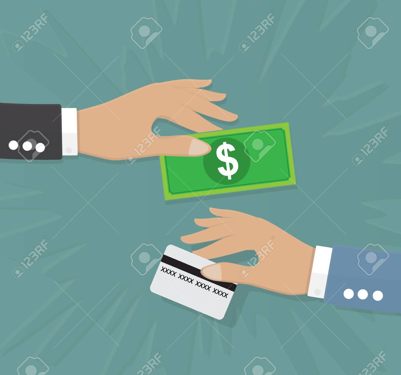 Hand Over Money With Credit Card Or Cash Money Change With Credit Card Royalty Free Cliparts, Vectors, And Stock Illustration. Image 49935174.