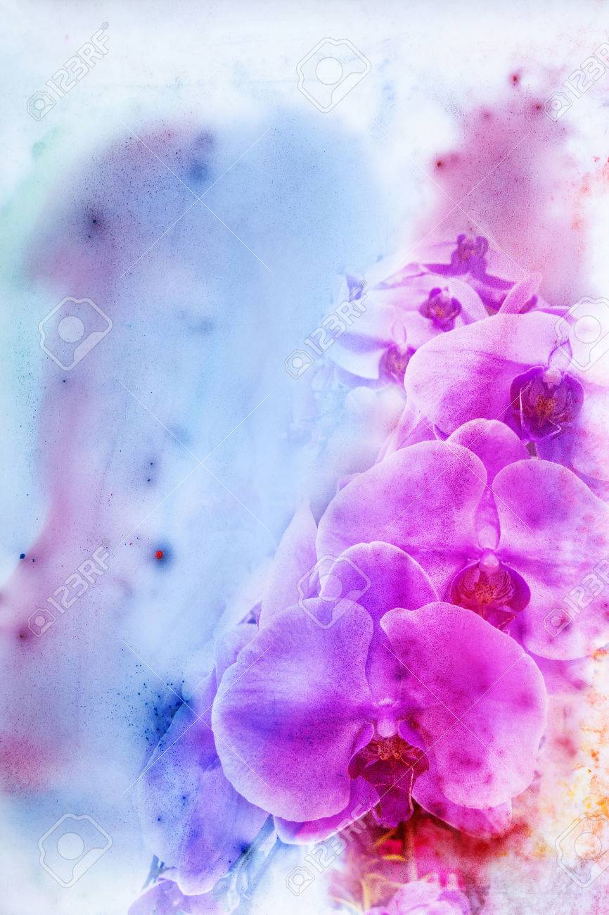 花胡蝶蘭の抽象的な水彩イラスト。水彩画。花の水彩イラスト。の