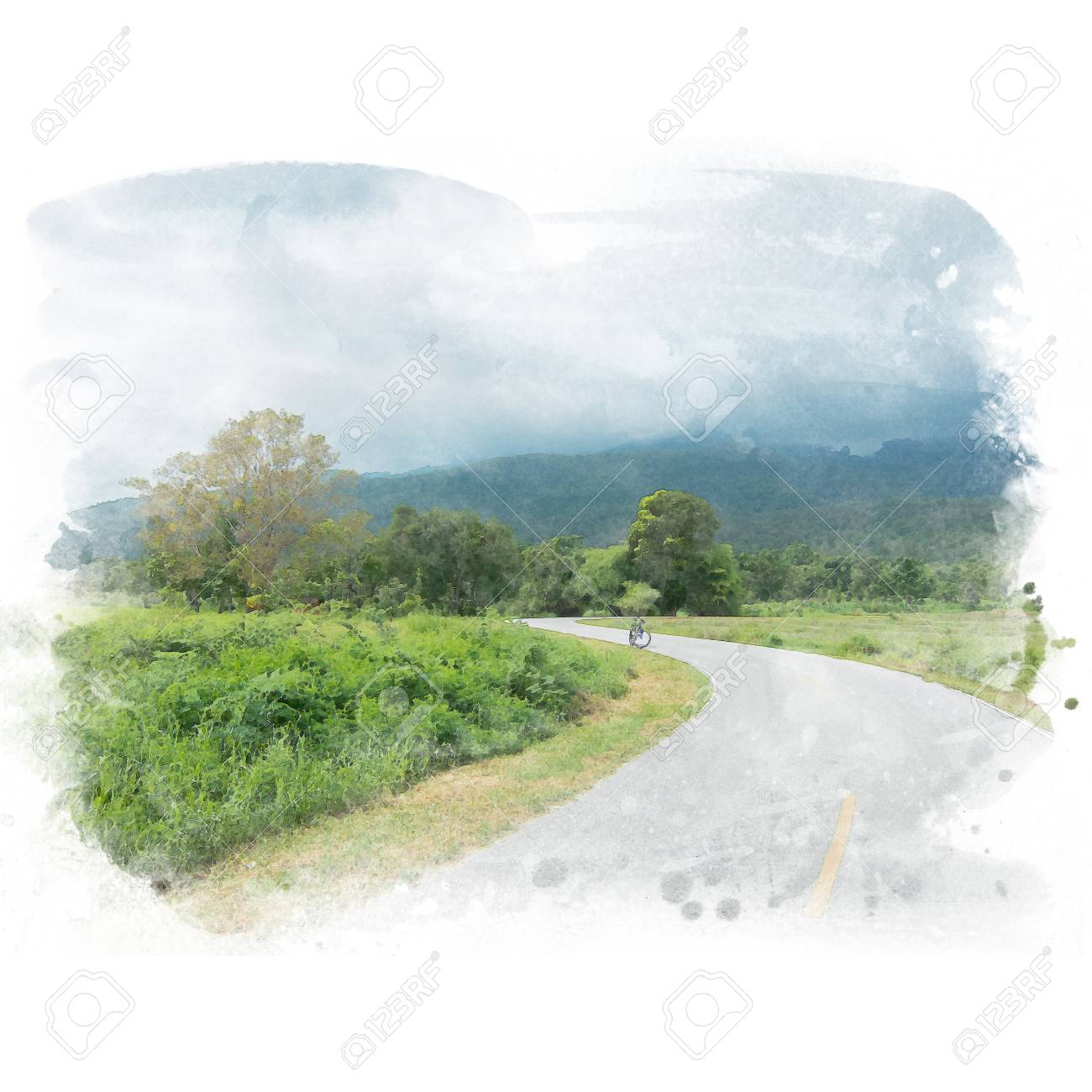 山と雨の季節と雲の背景を持つ空の田舎道 水彩画 レタッチ の写真素材 画像素材 Image 山と雨の季節と雲の背景を持つ空の田舎道 水彩画 レタッチ の写真素材 画像素材 Image