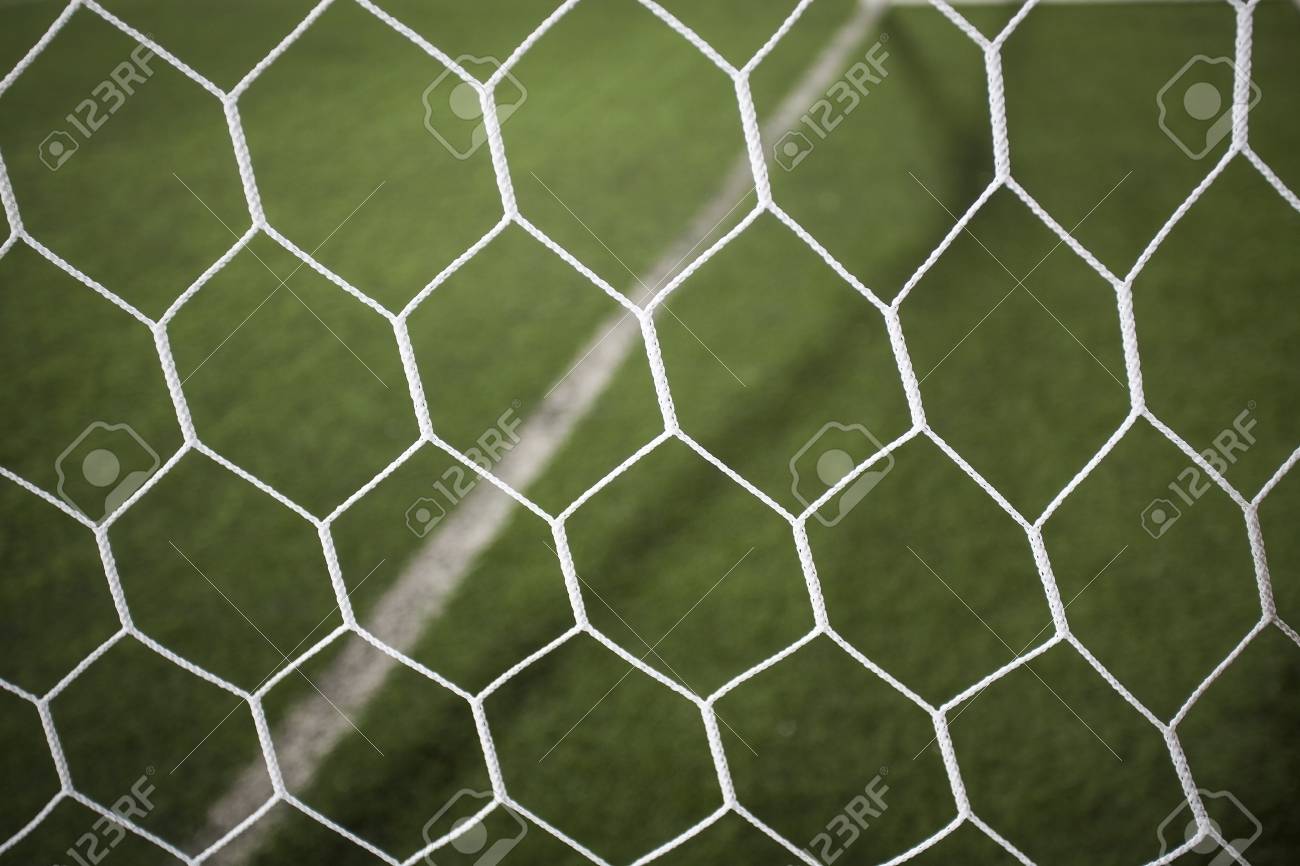 白いサッカー ネットと緑の草 の写真素材 画像素材 Image