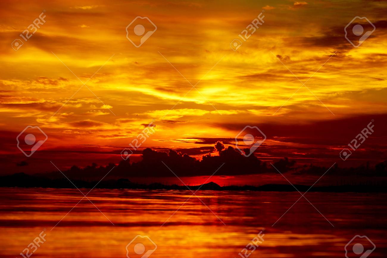 Sunset At The Twilight Beautiful Clouds Golden Sky Stock Photo Picture And Royalty Free Image Image