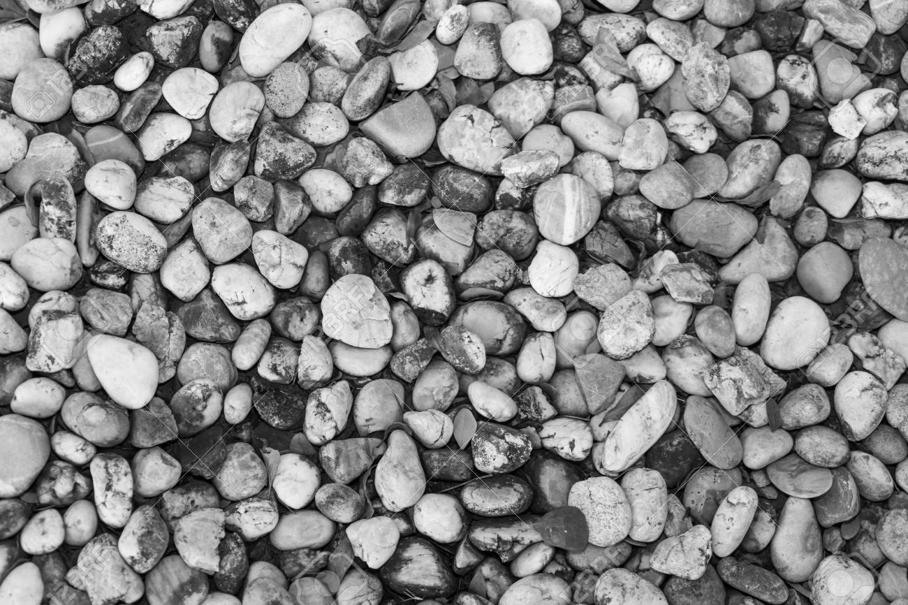Abstract Background With Dry Round Rock Stones Texture Black