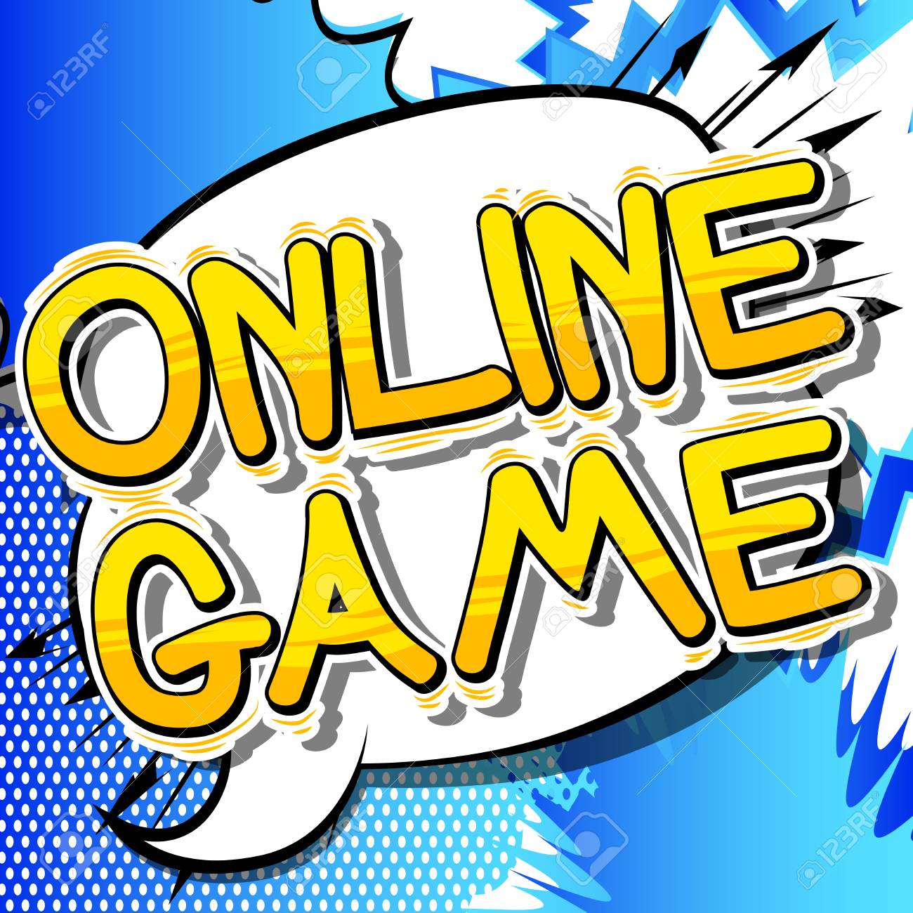 online game comic book style word on abstract background online word style