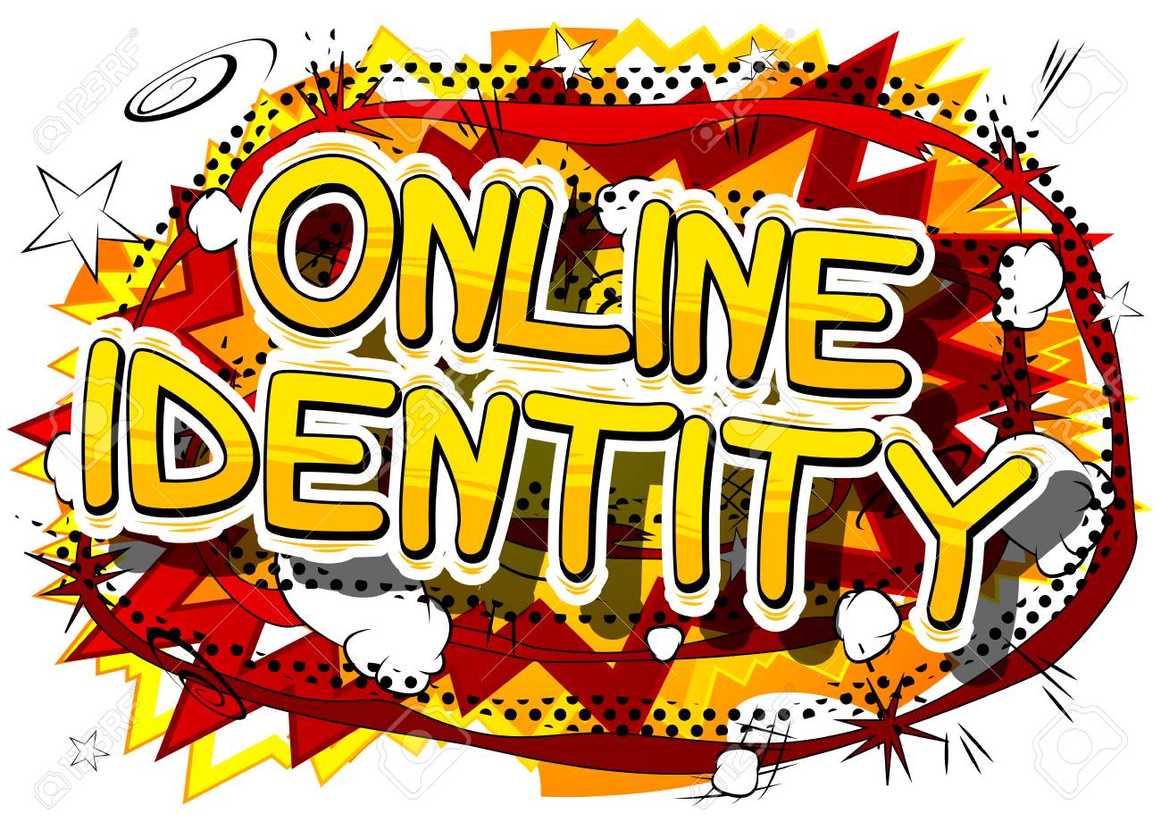 online identity comic book style word on abstract background online word style