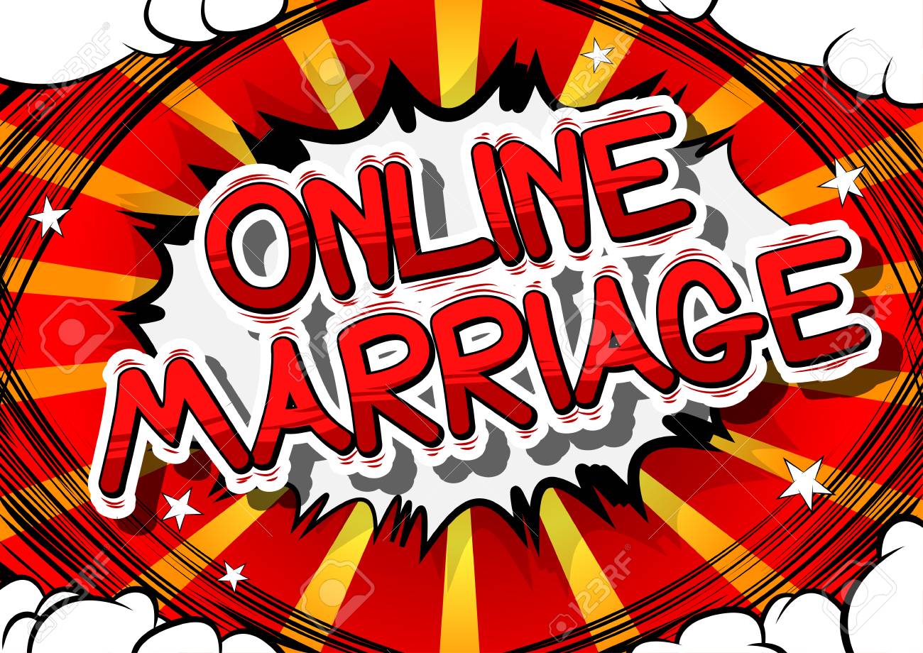 online marriage comic book style word on abstract background online word style