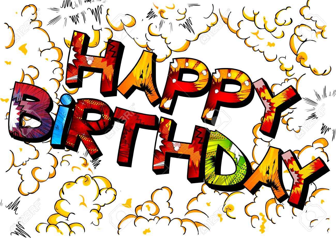 picture Happy Birthday Comic Book Font comic book explosion effect filled