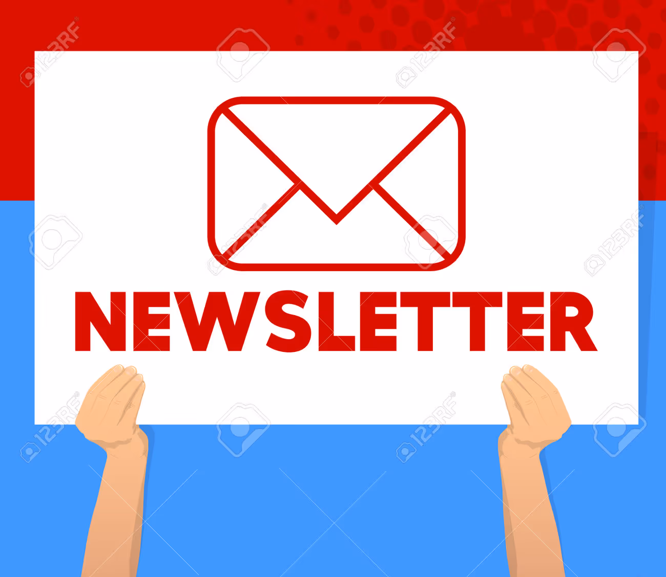 Hand holding banner with Newsletter text and symbol on white paper. Business marketing campaign. Internet Mailing. Man showing billboard. - 176316115 Hand holding banner with Newsletter text and symbol on white paper. Business marketing campaign. Internet Mailing. Man showing billboard. - 176316115