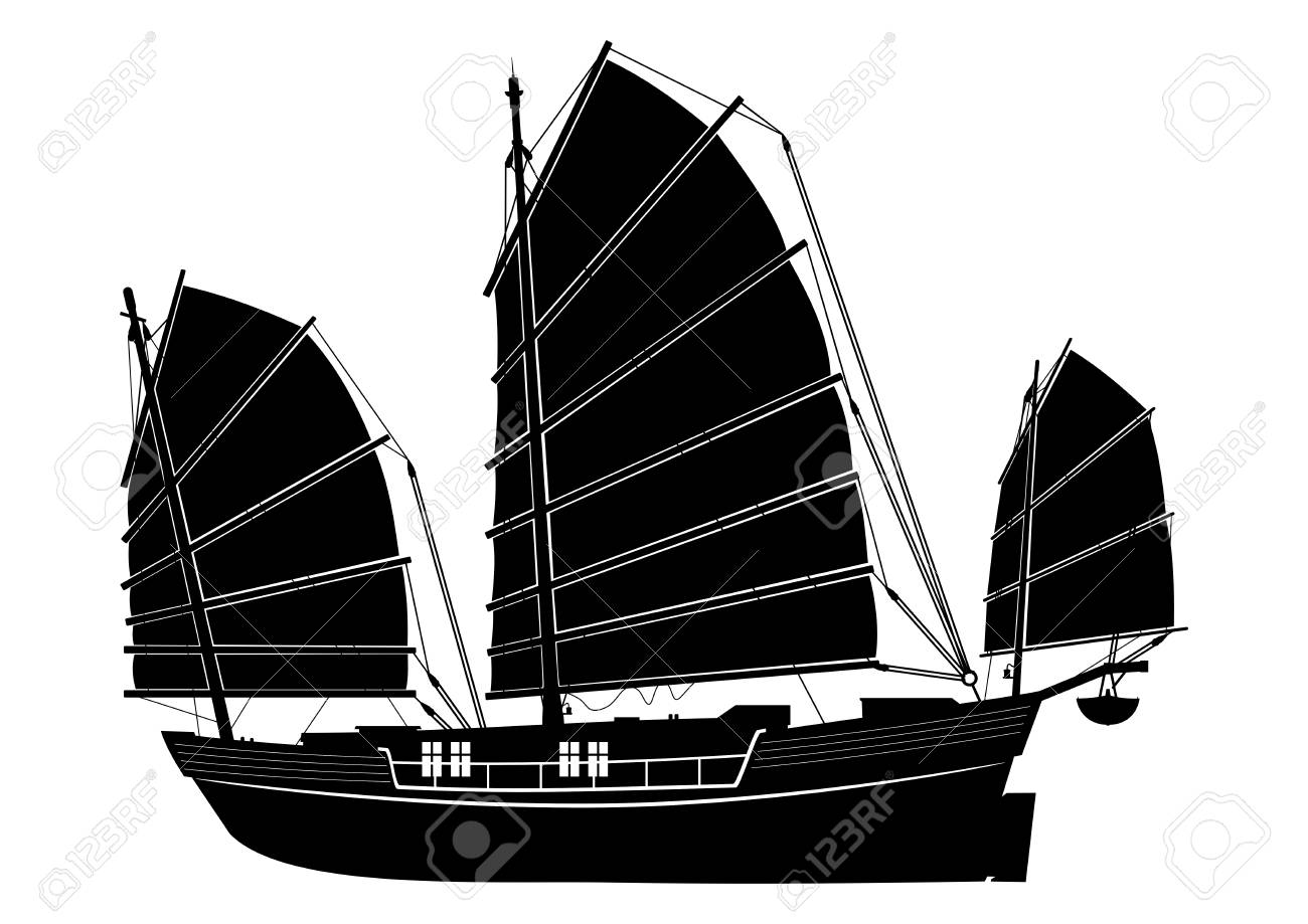 Junk Boat Silhouette Of A Chinese Vintage Ship Side View Flat Royalty Free Cliparts Vectors And Stock Illustration Image 106293817,School Decoration Project Cover Design