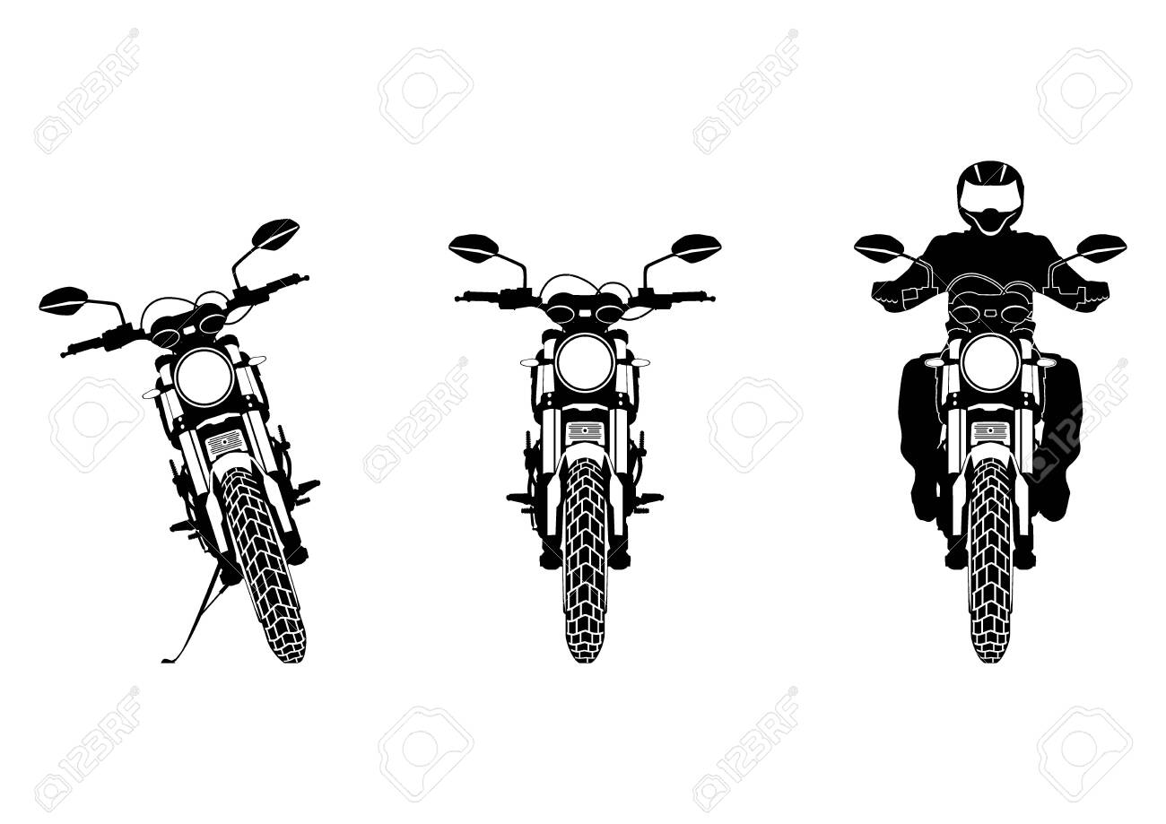 Modern Motorcycle Silhouettes Of A Modern Motorcycle Front Royalty Free Cliparts Vectors And Stock Illustration Image 128938007