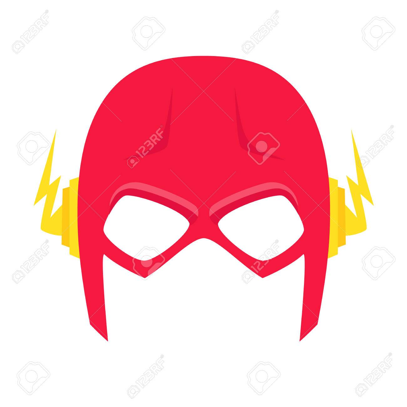 Super Hero Masque Rouge Avec La Foudre. Masque Supperhero Pour Le Caractère  Du Visage Dans Un Style Plat. Masques De Héros, Sauveur Ou Super-Héros.  Comic Superbe Masque De Héros Illustration Vectorielle. Super
