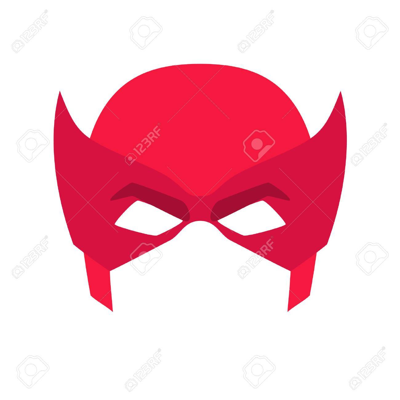 Super Hero De Masque Rouge. Masque Supperhero Pour Le Caractère Du Visage  Dans Un Style Plat. Masques De Héros, Sauveur Ou Super-Héros. Comic Superbe  Masque De Héros Illustration Vectorielle. Super Accessoires Photo