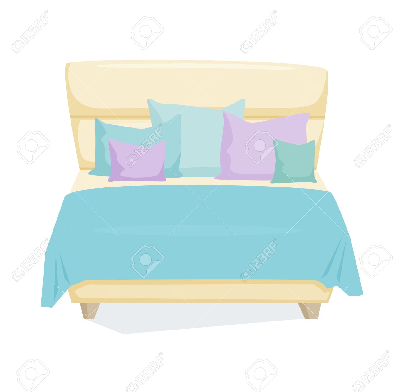 Double Bed And Pillow With Blanket In Modern Style Double Bed