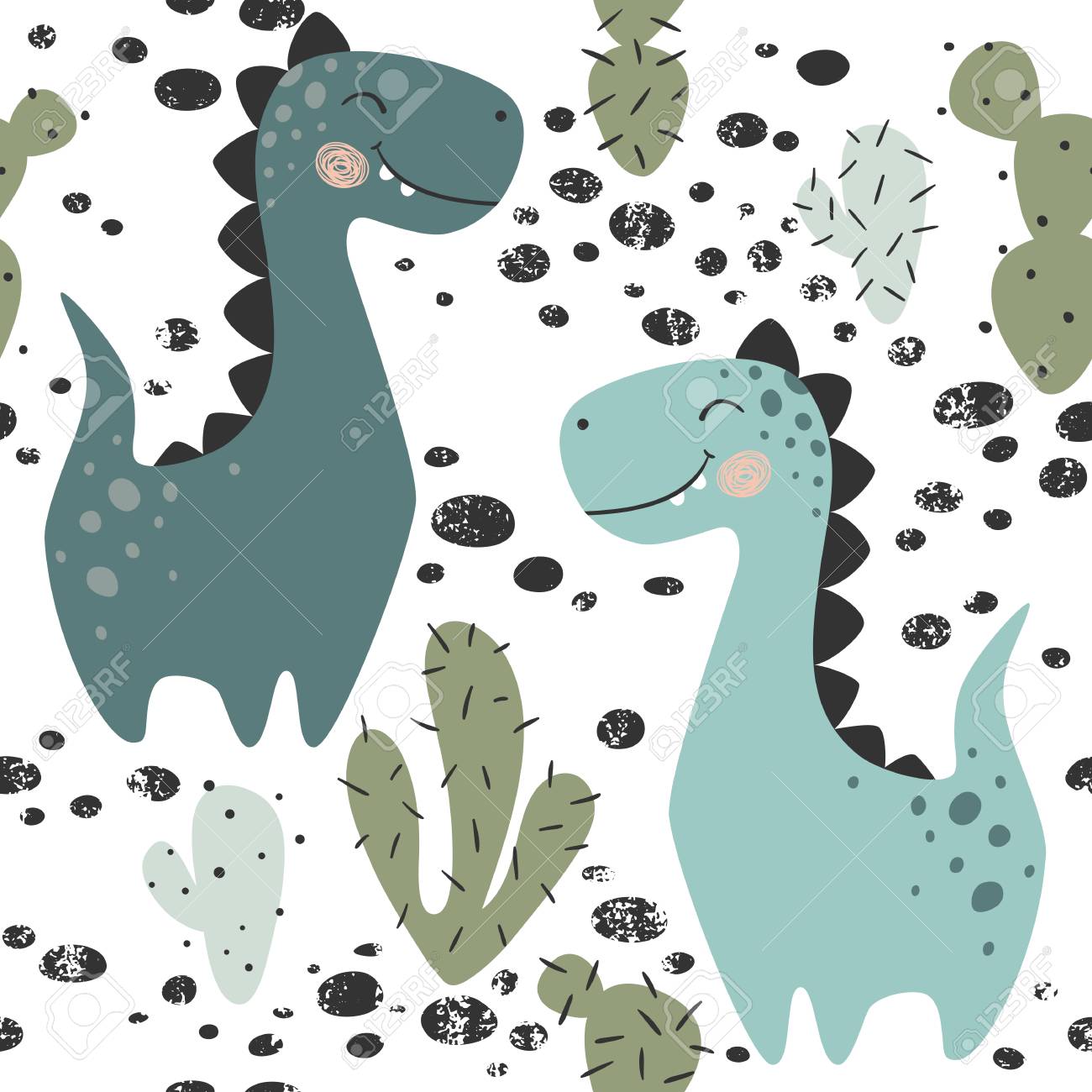 Dinosaur baby boy seamless pattern. Sweet dino with cactus. Scandinavian cute print. Cool brachiosaurus, illustration for nursery t-shirt, kids apparel, invitation cover, simple child background design - 110112864 Dinosaur baby boy seamless pattern. Sweet dino with cactus. Scandinavian cute print. Cool brachiosaurus, illustration for nursery t-shirt, kids apparel, invitation cover, simple child background design - 110112864