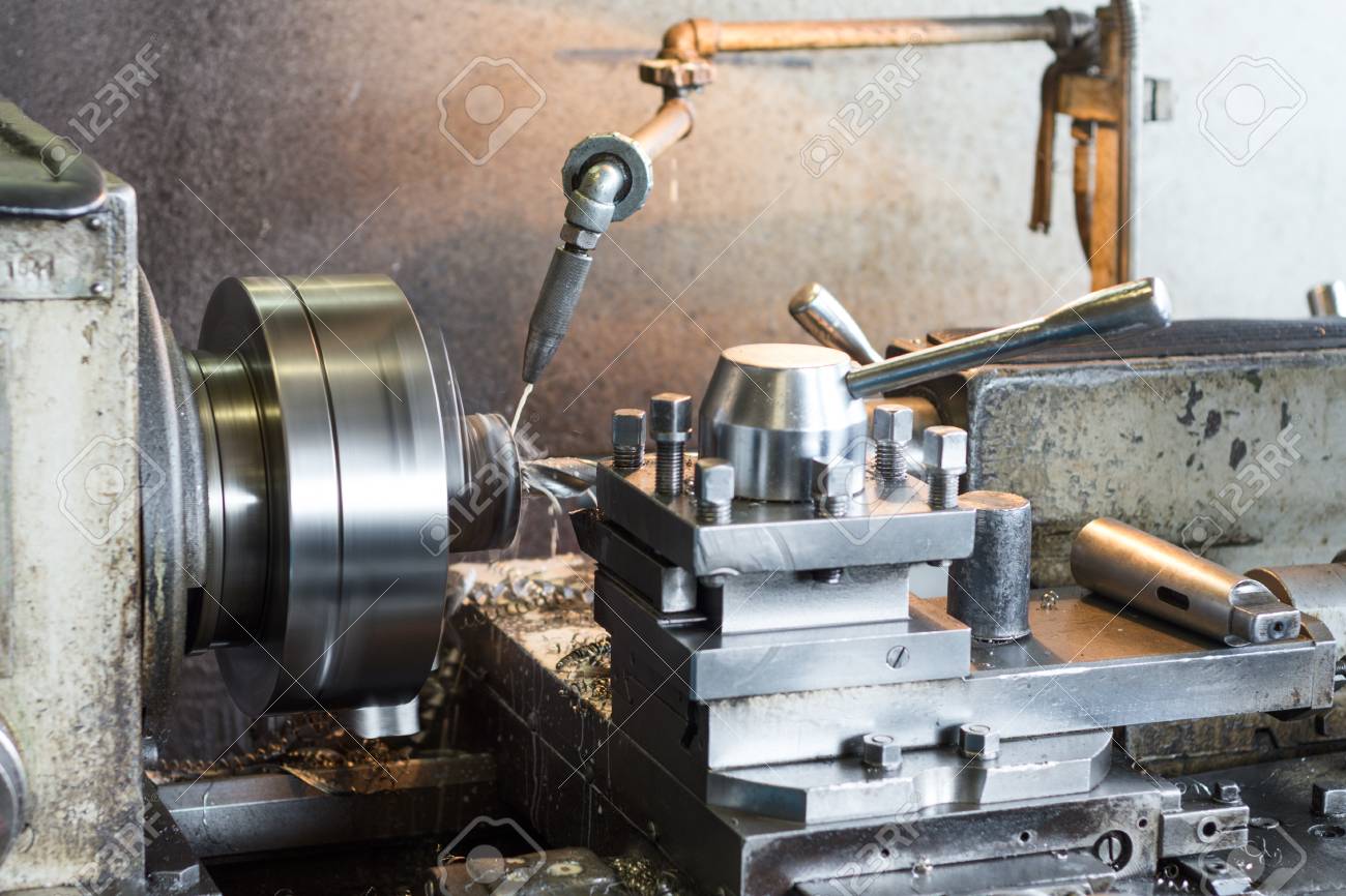 Old Vintage Lathe In The Factory Shop Stock Photo Picture And