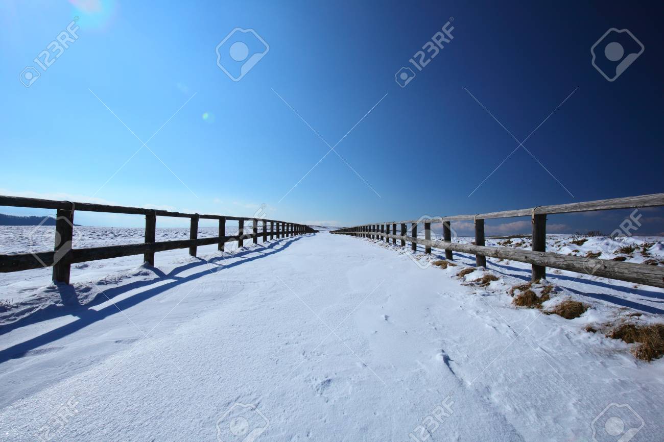 美ヶ原高原 長野県の雪道 の写真素材 画像素材 Image