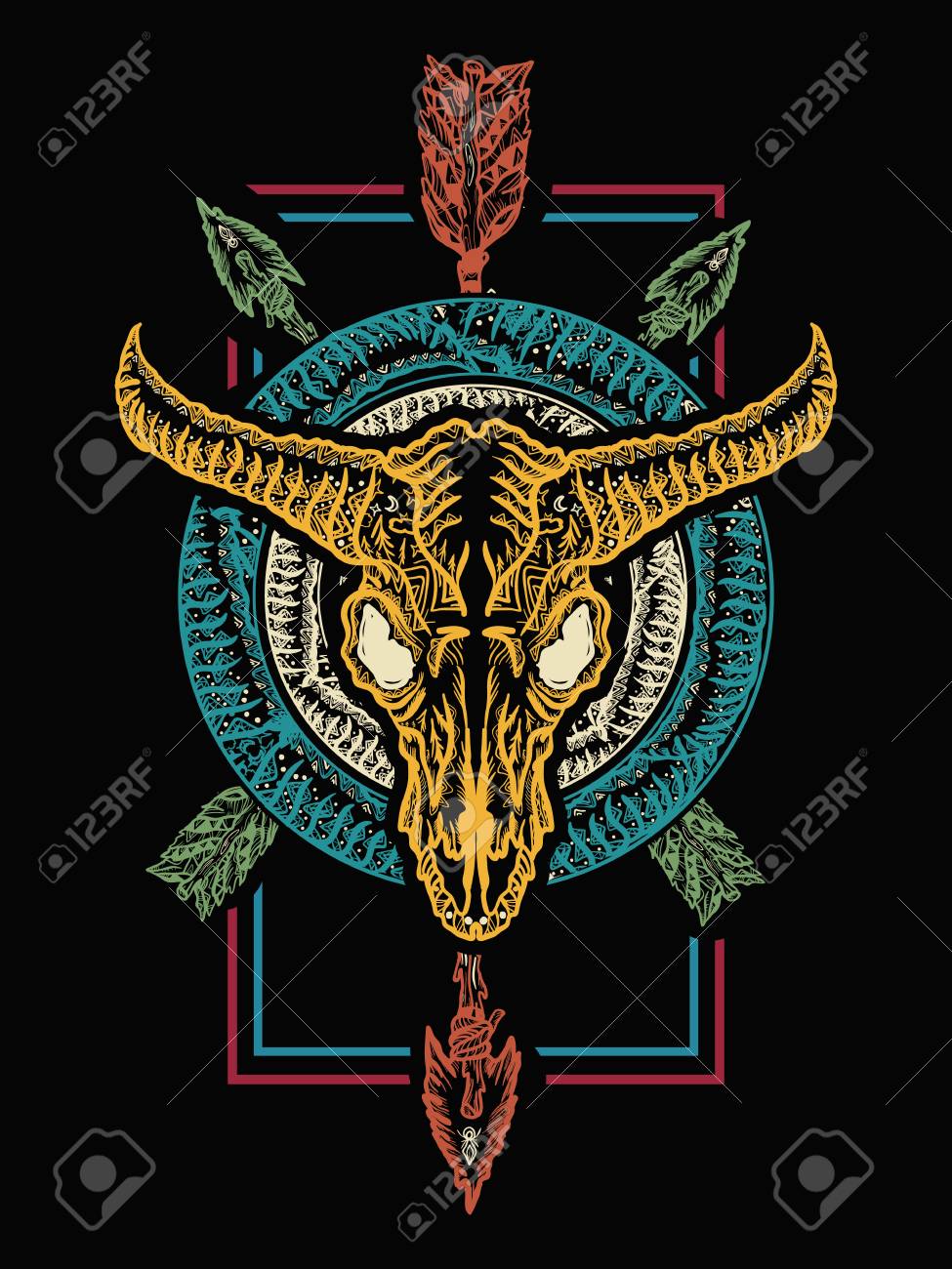 ネイティブ・アメリカンの水牛のツノのパイプ