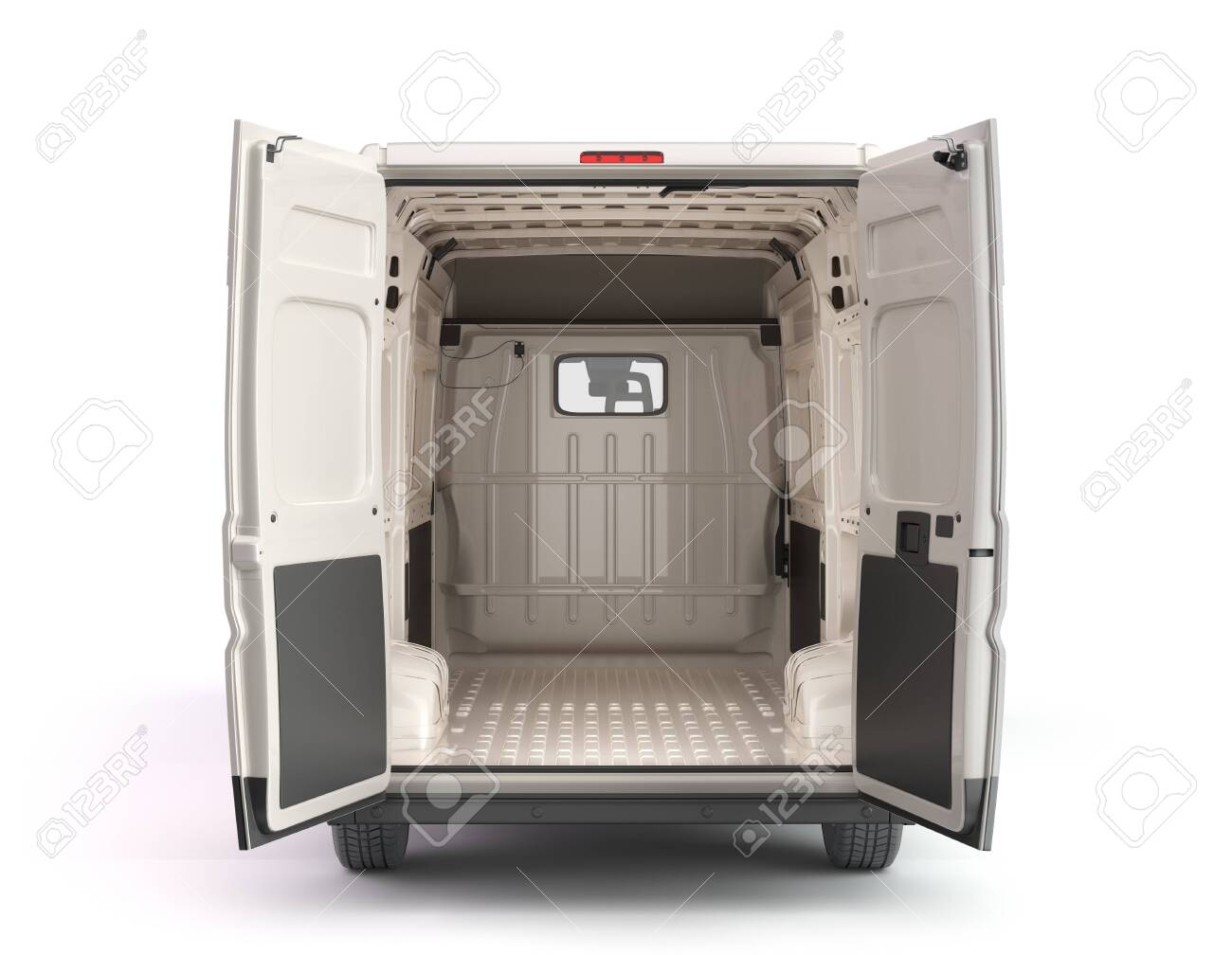 Open back of White Delivery Van Icon 3d render on white - 154794296 Open back of White Delivery Van Icon 3d render on white - 154794296