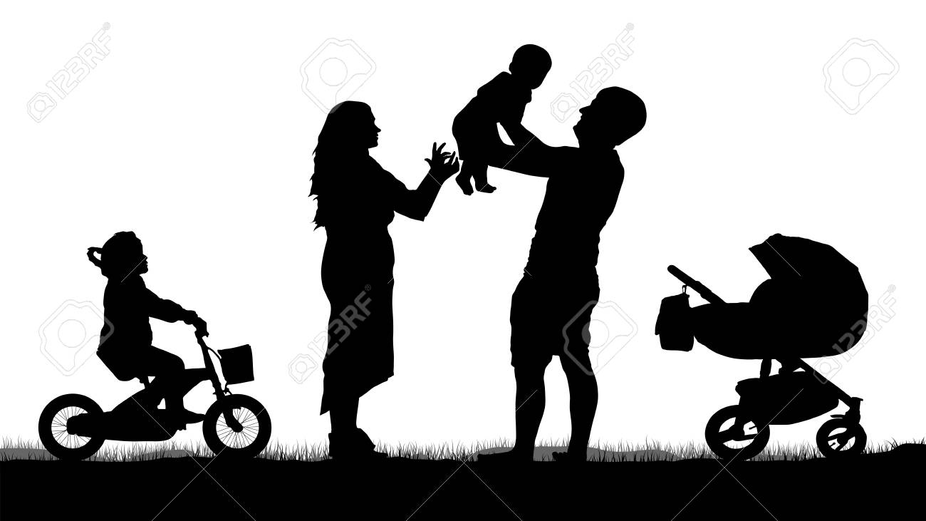 Happy Family With Children Silhouette Vector Royalty Free SVG, Cliparts,  Vectors, and Stock Illustration. Image 90605451., image size:1300x731