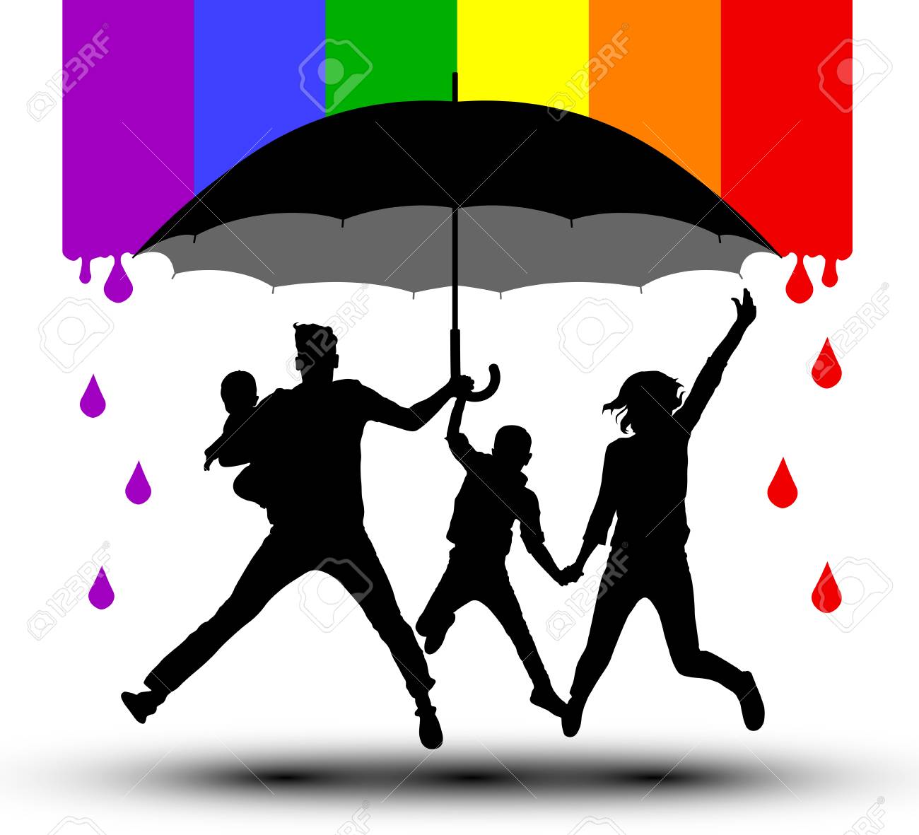 Family Is Protected By An Umbrella, Silhouette. Propaganda, LGBT Flag.  Traditional Family With Children Royalty Free SVG, Cliparts, Vectors, and  Stock Illustration. Image 106338059., image size:1300x1181