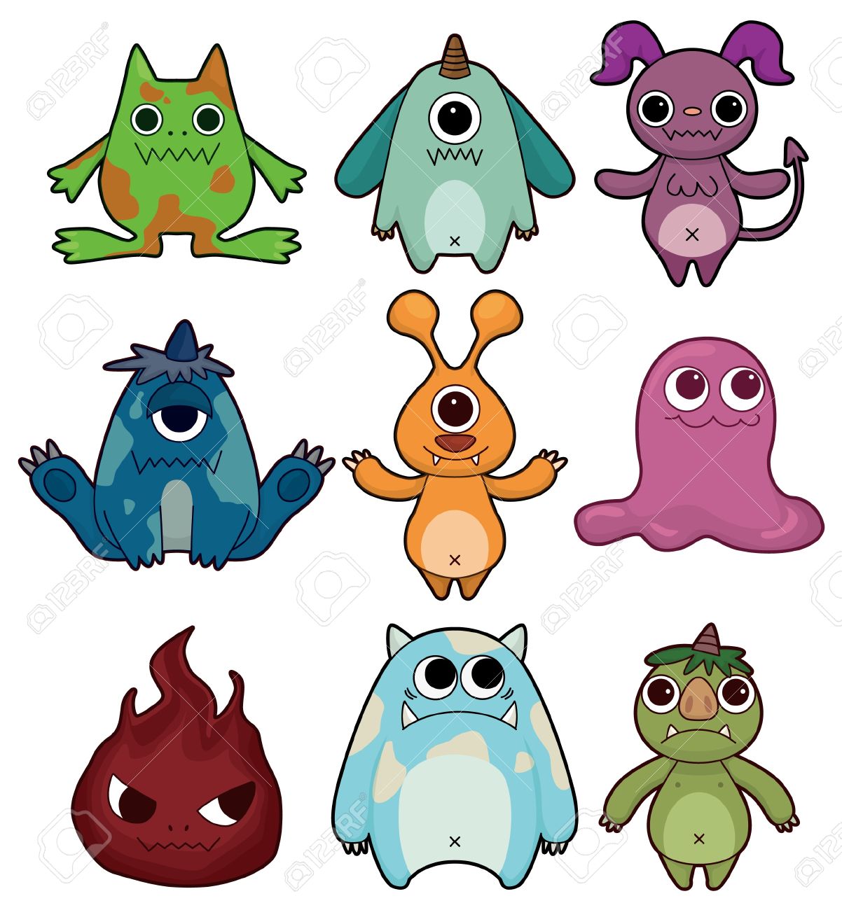 cartoon monster icon set royalty free cliparts vectors and stock