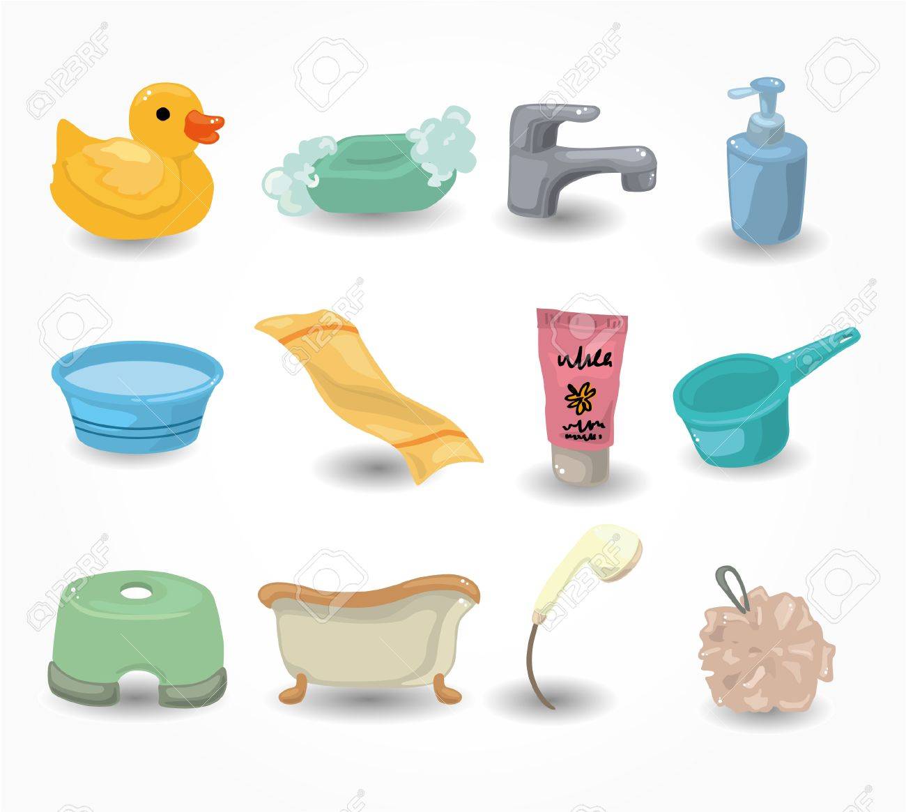 Cartoon Bathroom Equipment Icon Set Royalty Free Cliparts Vectors And Stock Illustration Image 9935268