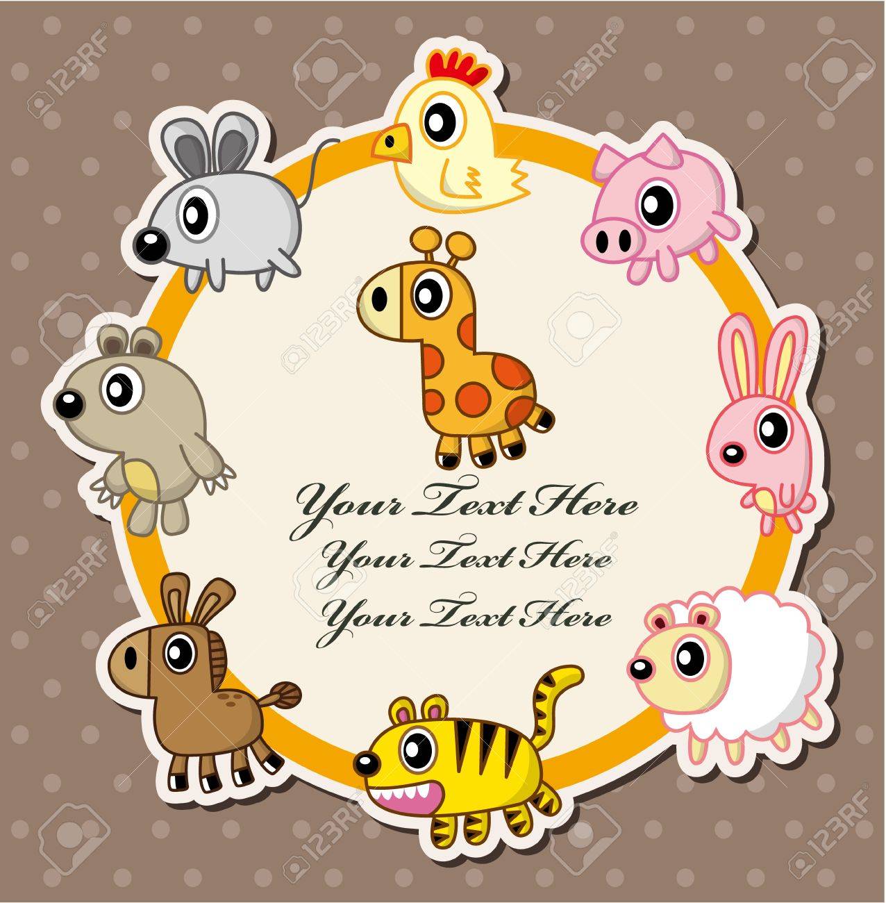 漫画の動物カード のイラスト素材 ベクタ Image