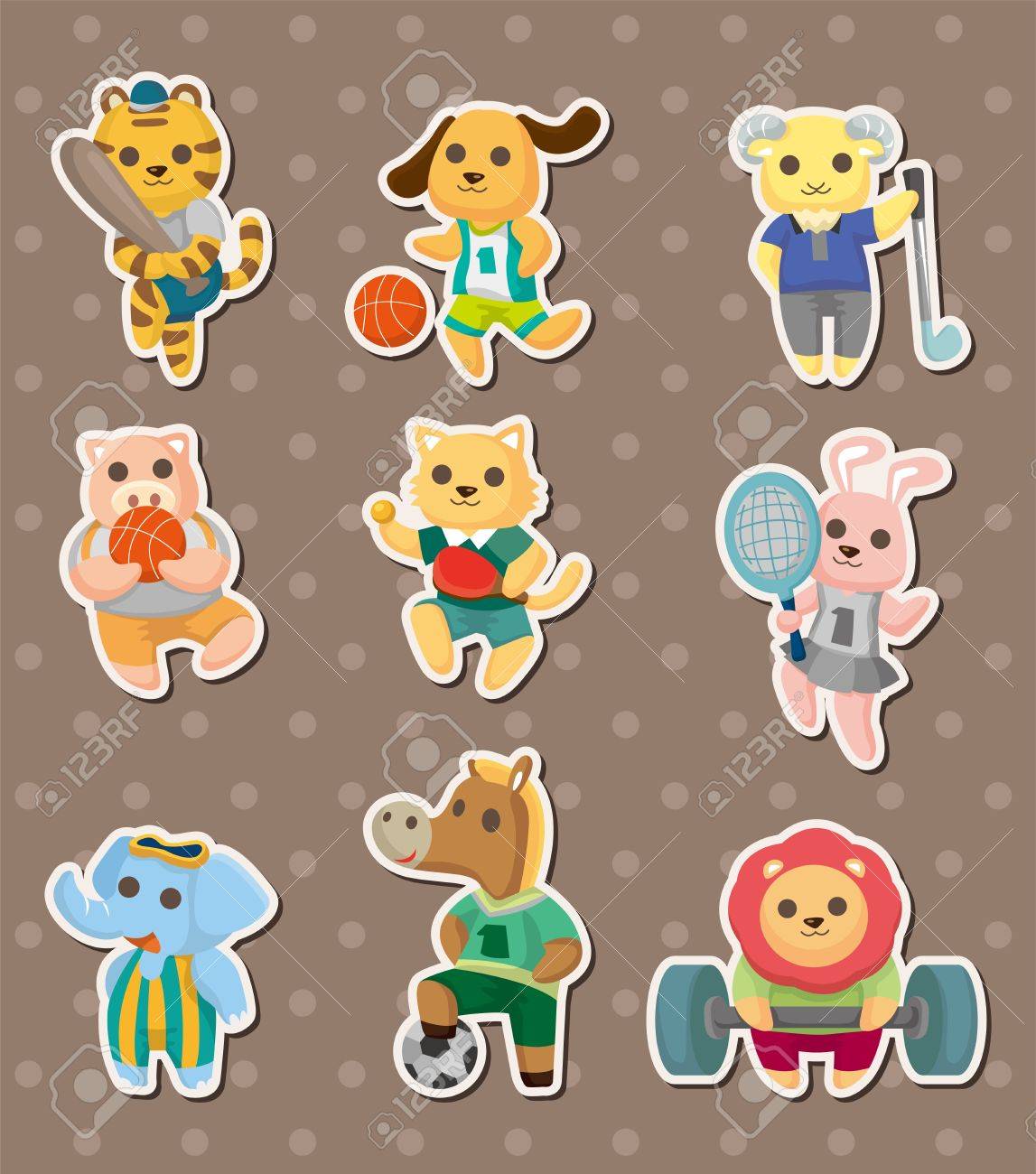 動物スポーツ ステッカー のイラスト素材 ベクタ Image
