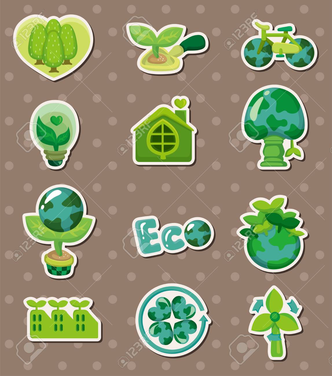 Eco Stickers Royalty Free Cliparts 