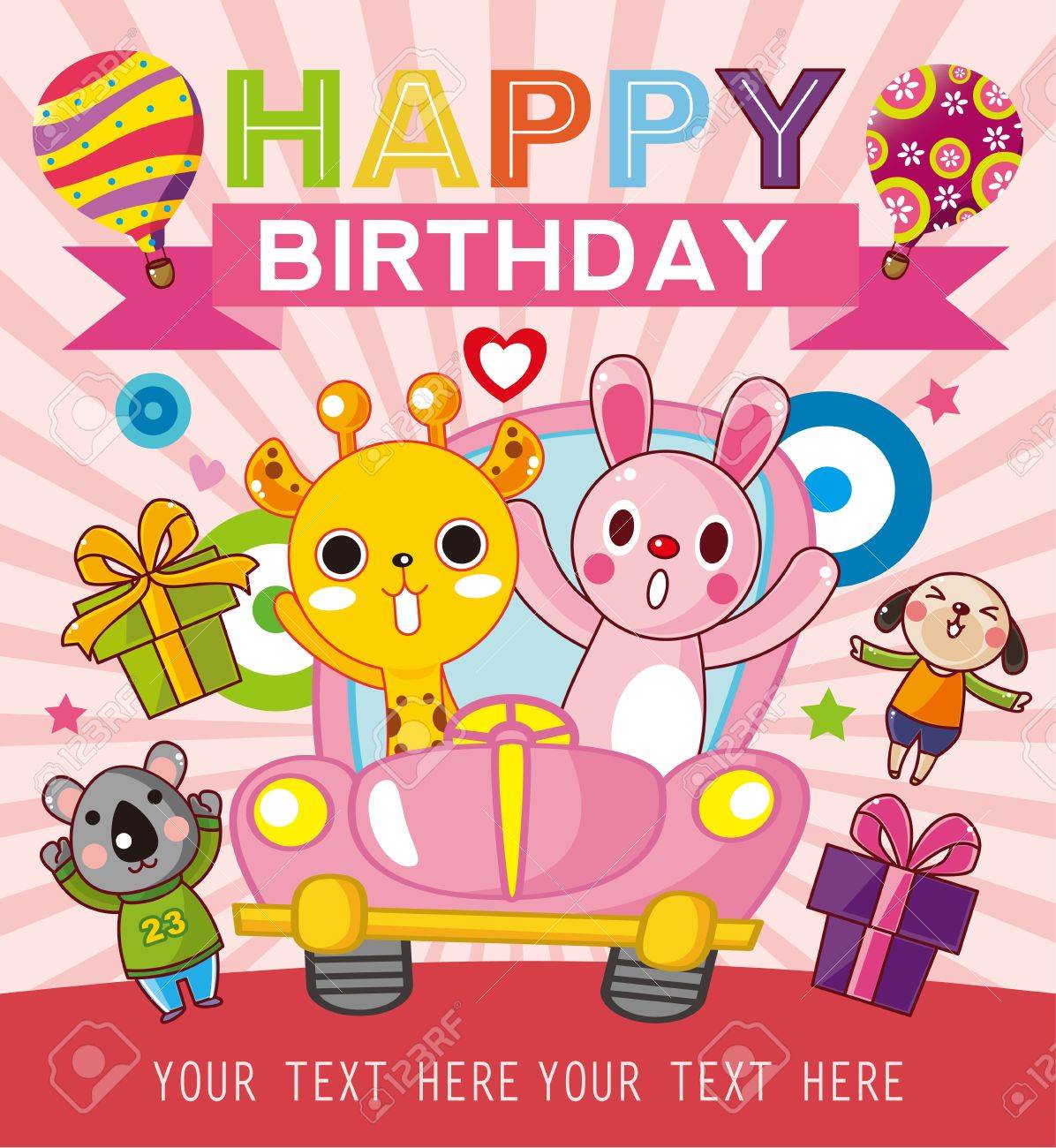 Carte D Anniversaire Drole D Animaux Clip Art Libres De Droits Vecteurs Et Illustration Image